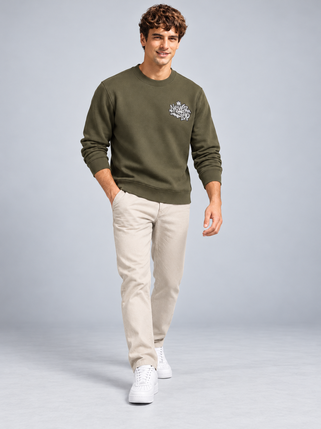 Green Colour Regular Fit Primium Sweatshirt