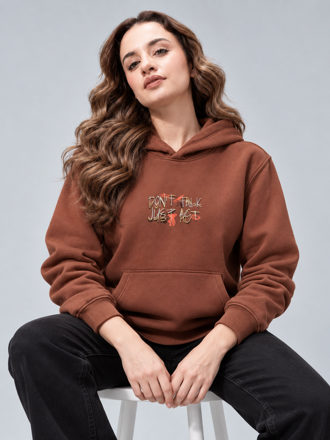 Women’s Primium Sweatshirt Rust Colour Solid Hooded