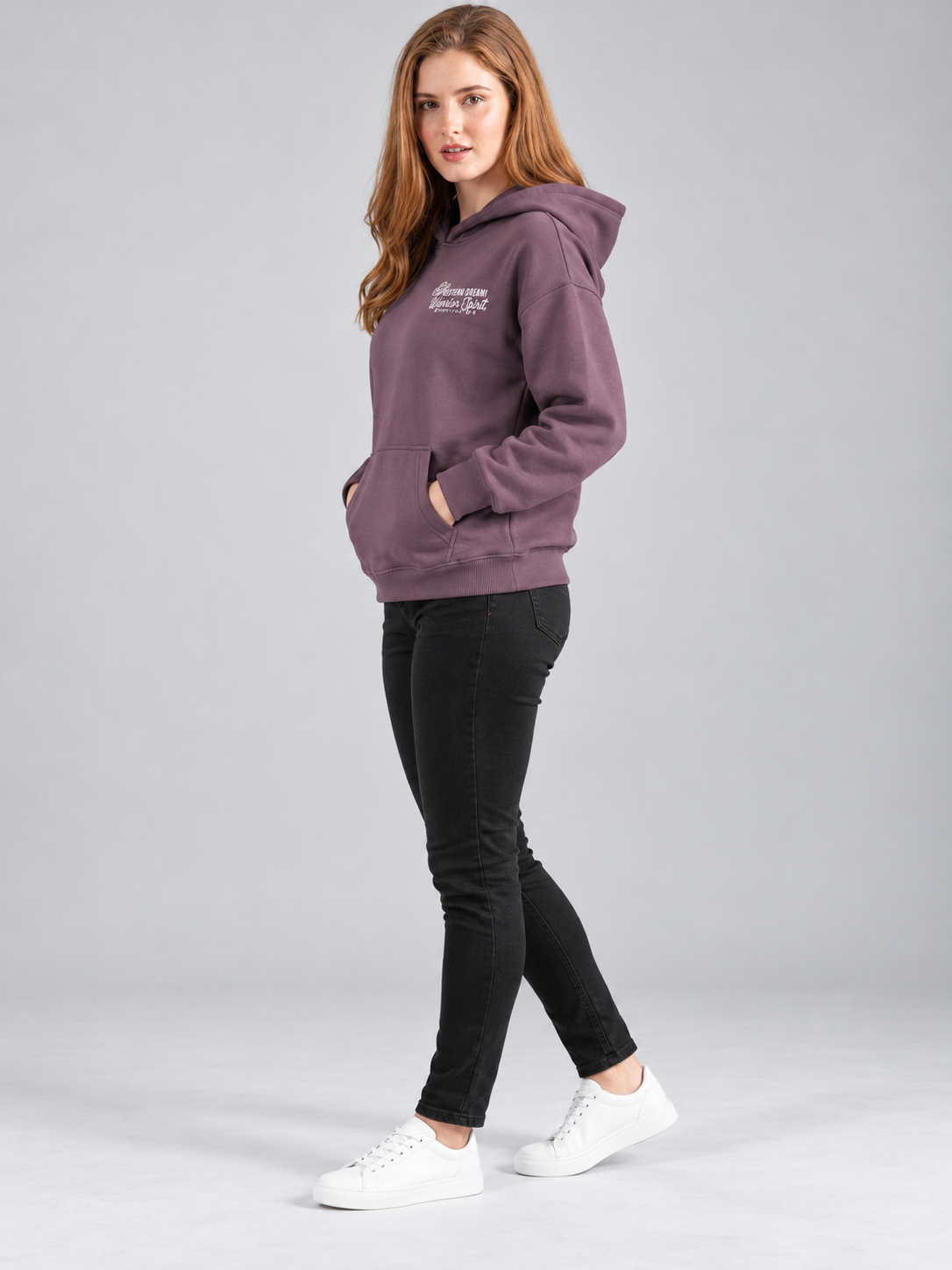 Women’s Primium Sweatshirt Purple Colour Solid Hooded