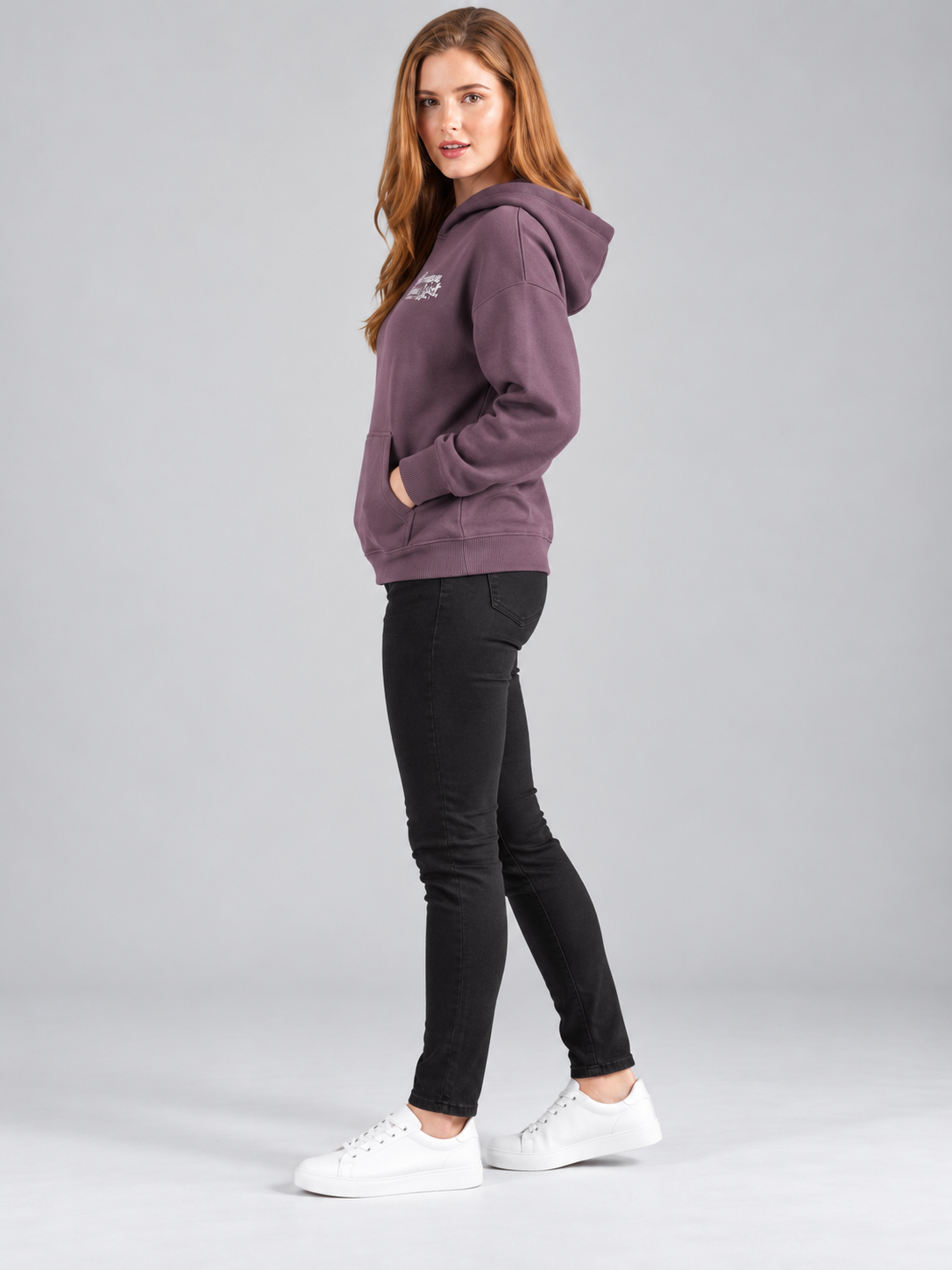 Women’s Primium Sweatshirt Purple Colour Solid Hooded