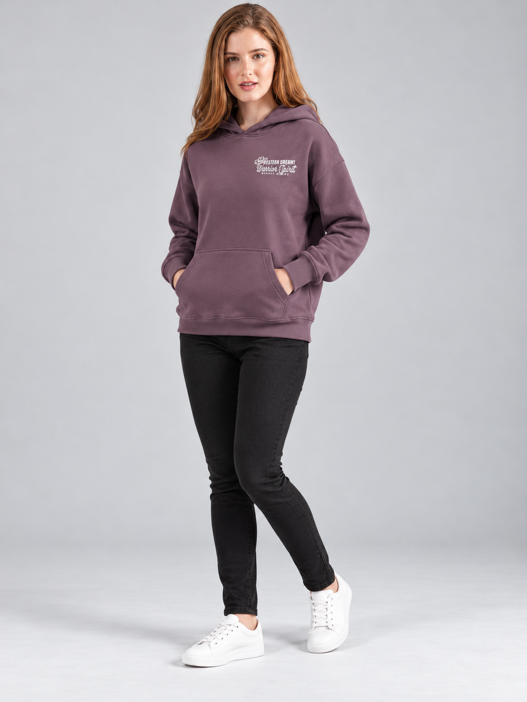 Women’s Primium Sweatshirt Purple Colour Solid Hooded