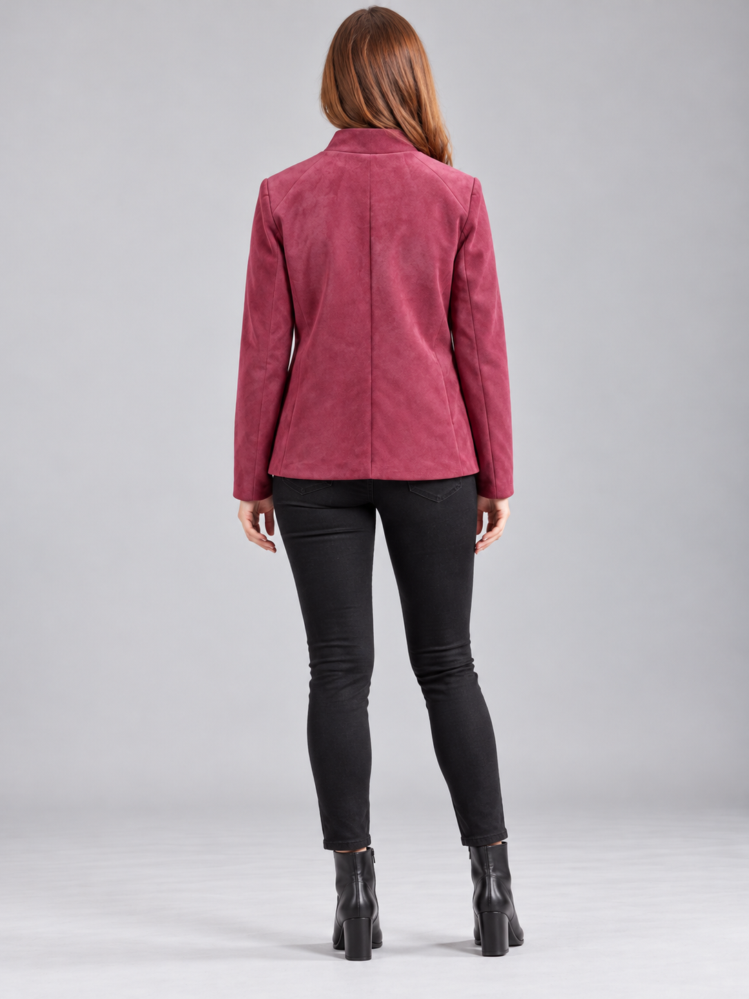 Women’s Premium Short Fur Blazer with Band Collar