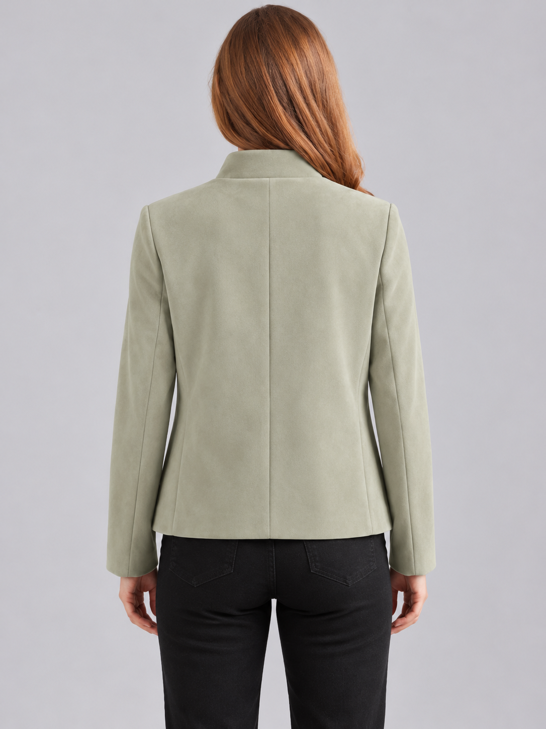 Women’s Premium Short Fur Blazer with Band Collar