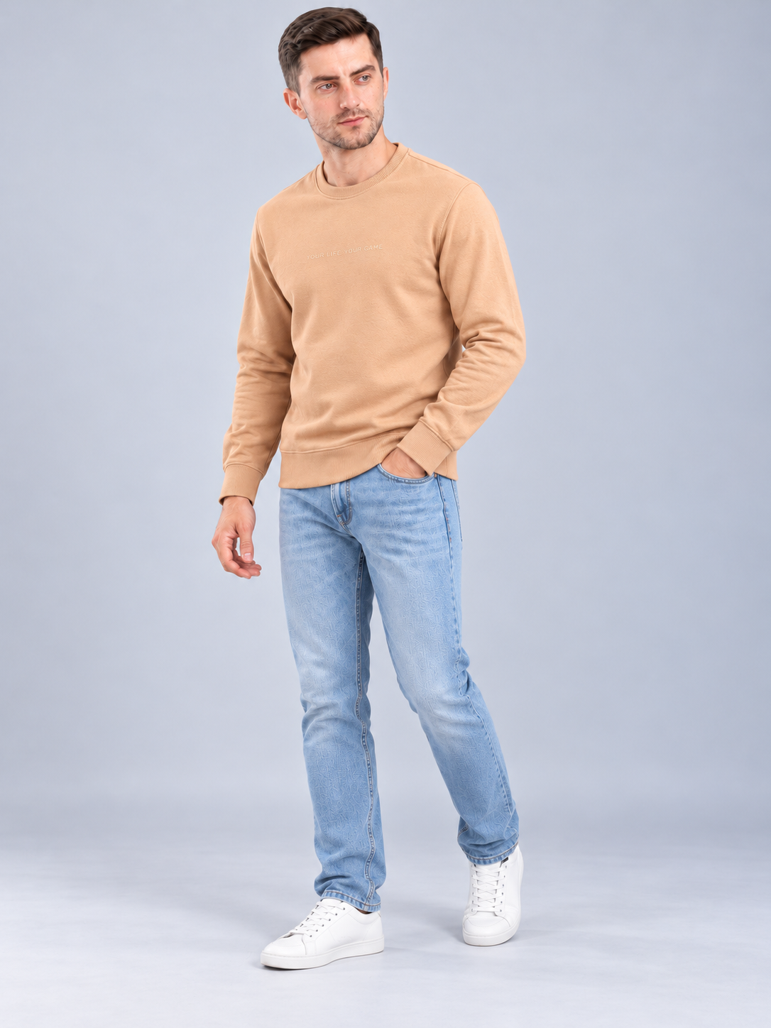 Men’s Premium Round Neck Orange Sweatshirt