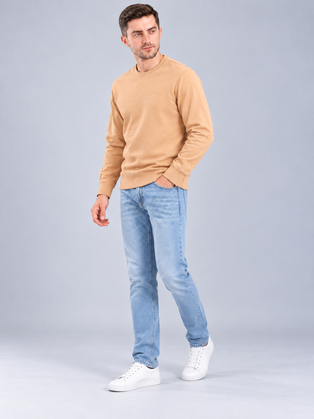 Men’s Premium Round Neck Orange Sweatshirt