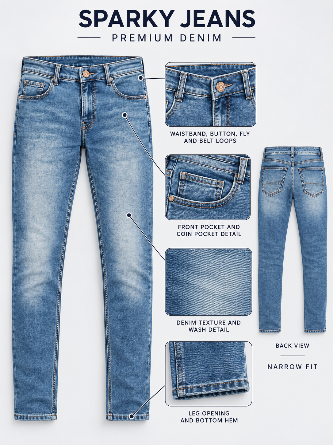 Men's Premium Narrow Fit Denim Jeans