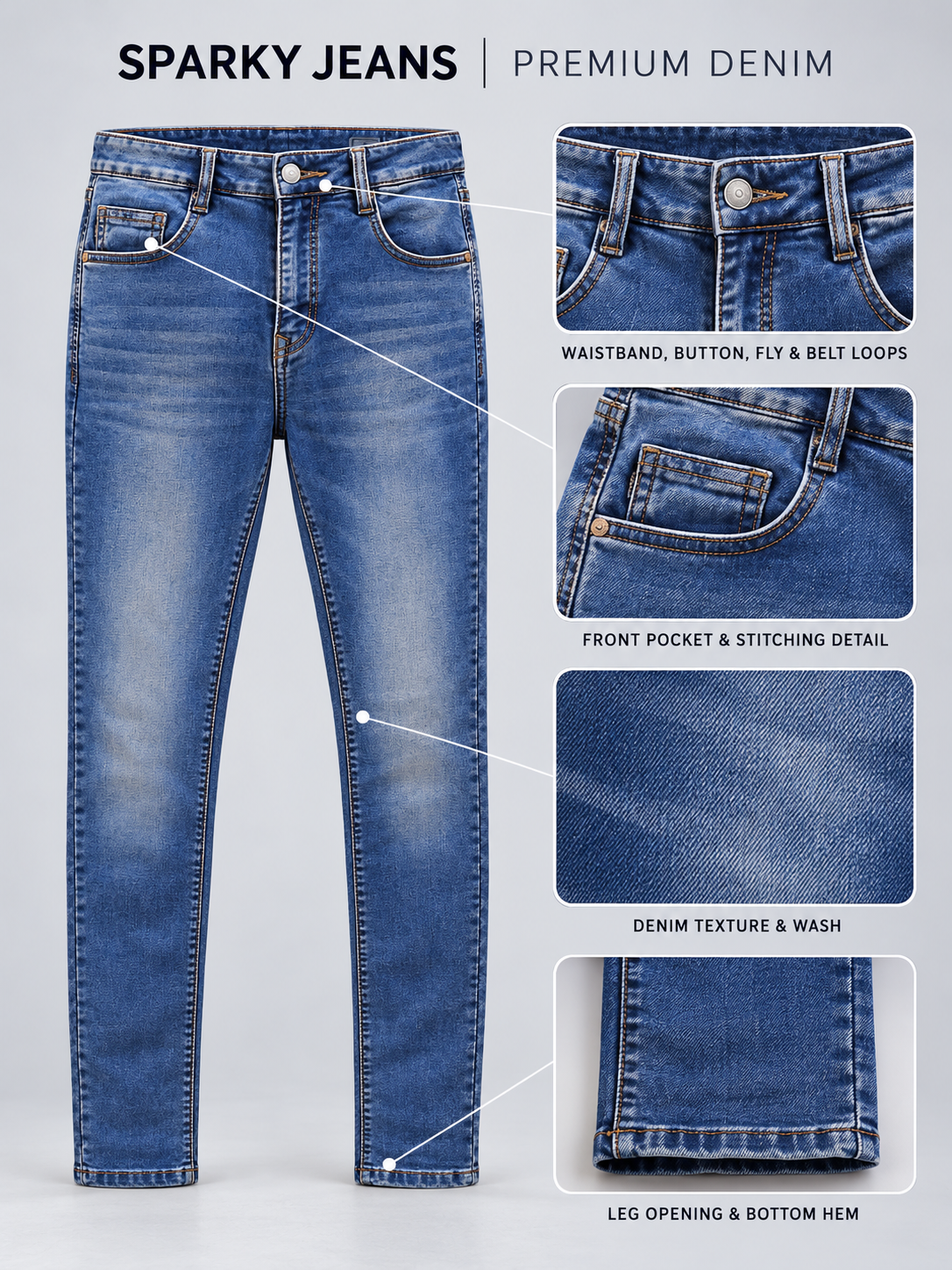 Men's Premium Narrow Fit Denim Jeans