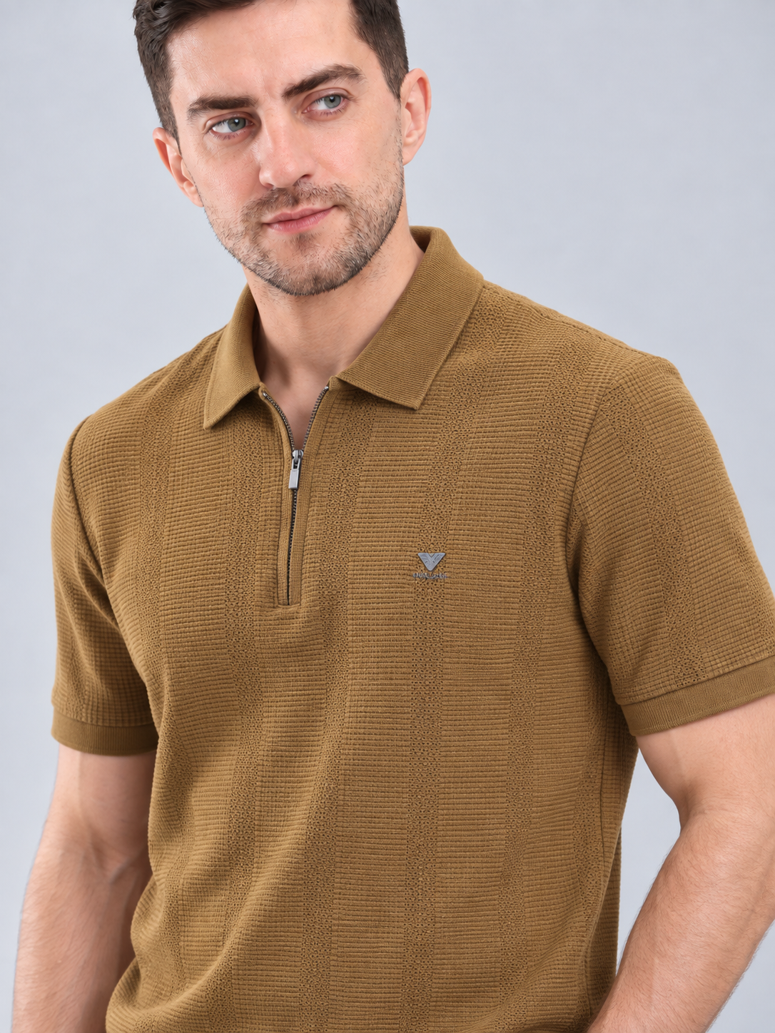 Men’s Premium Cotton Blend Polo Zipper T-Shirt
