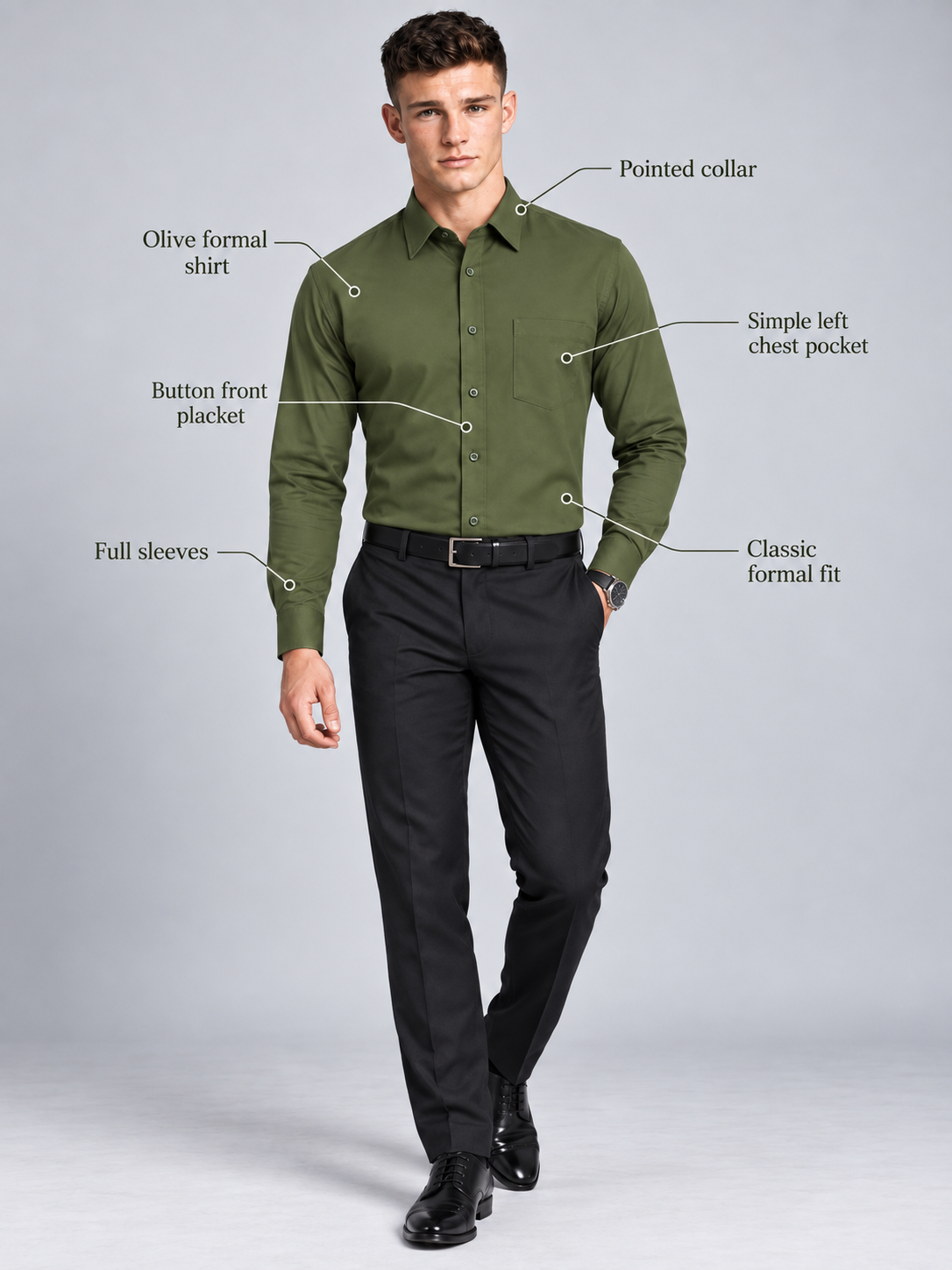 Men’s Premium Solid Full Sleeve Olive Shirt