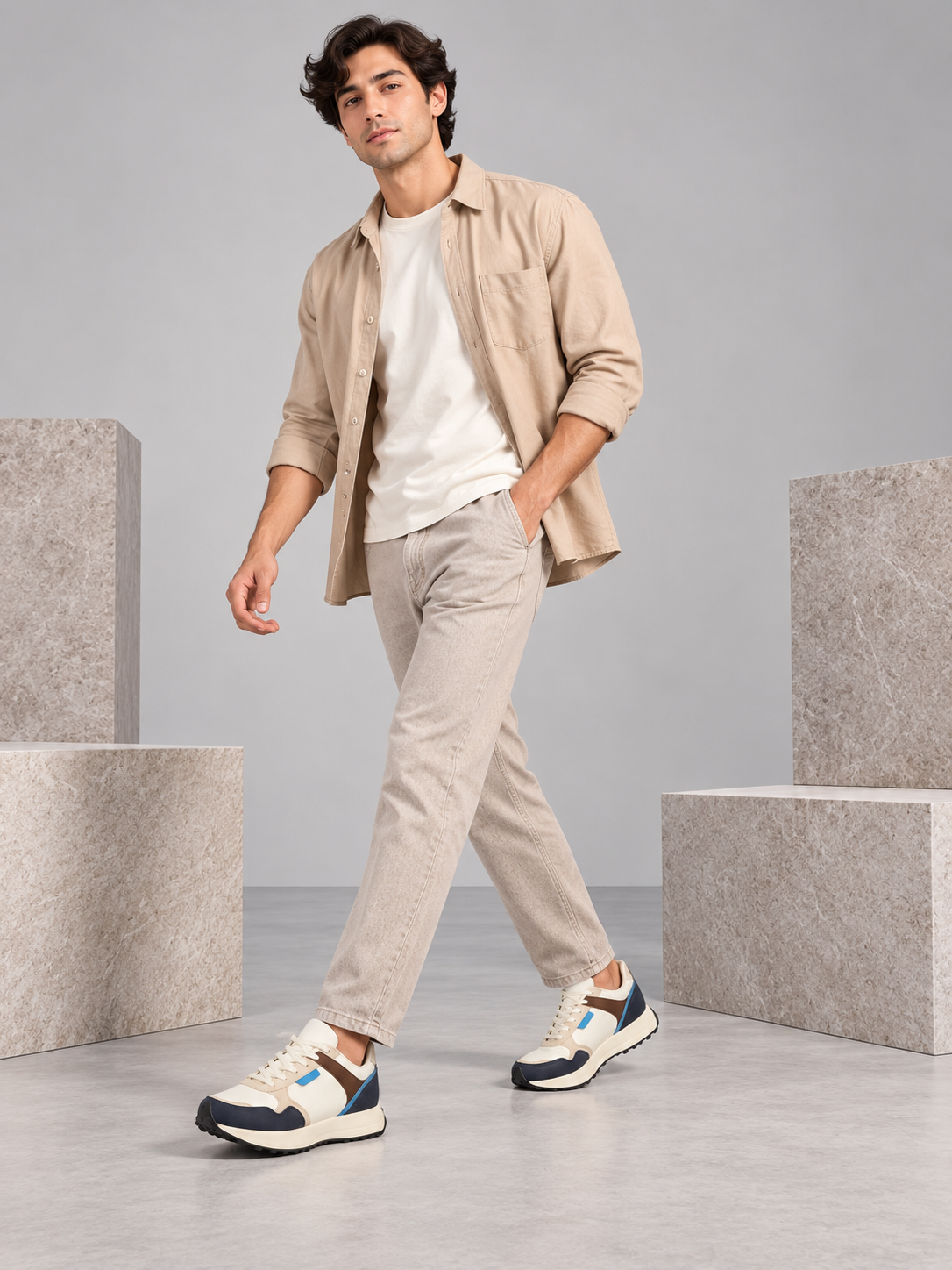 Men's Primum Off White Colour Casual Shose