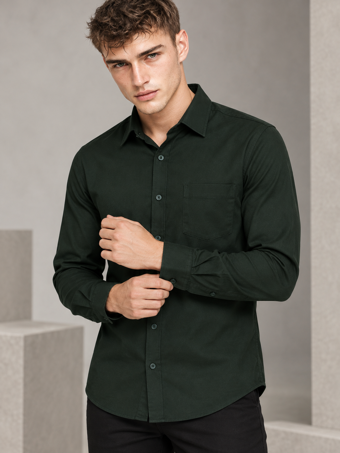 Men's Premium Dark Green Shirt