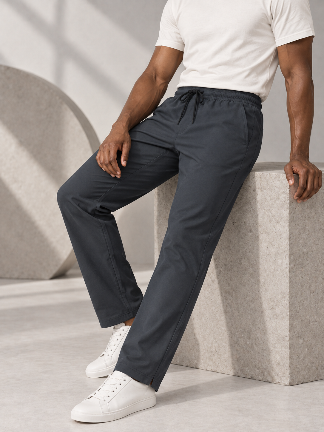 Men Blue Solid Casual Lower