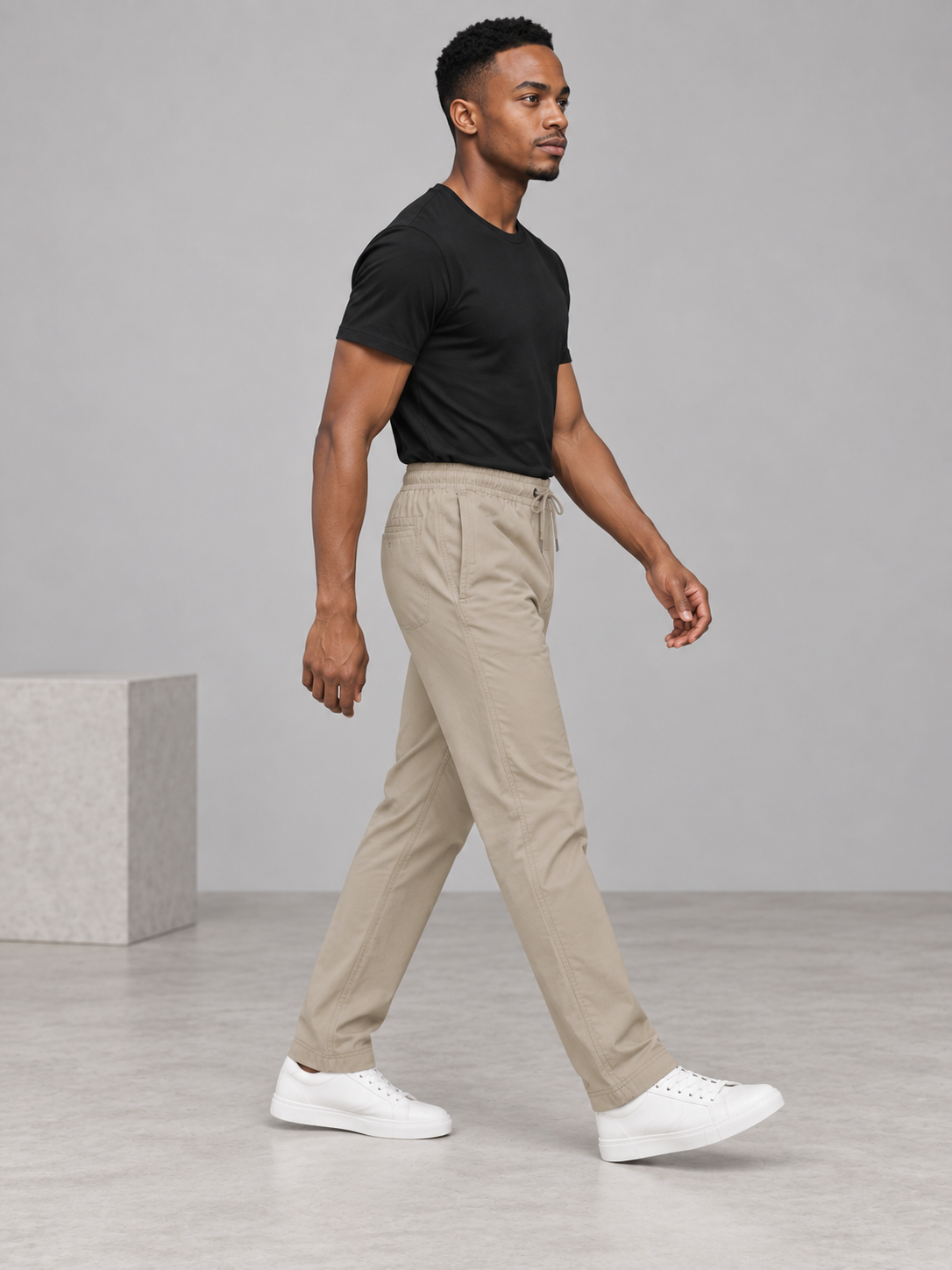 Men Beige Solid Casual Lower