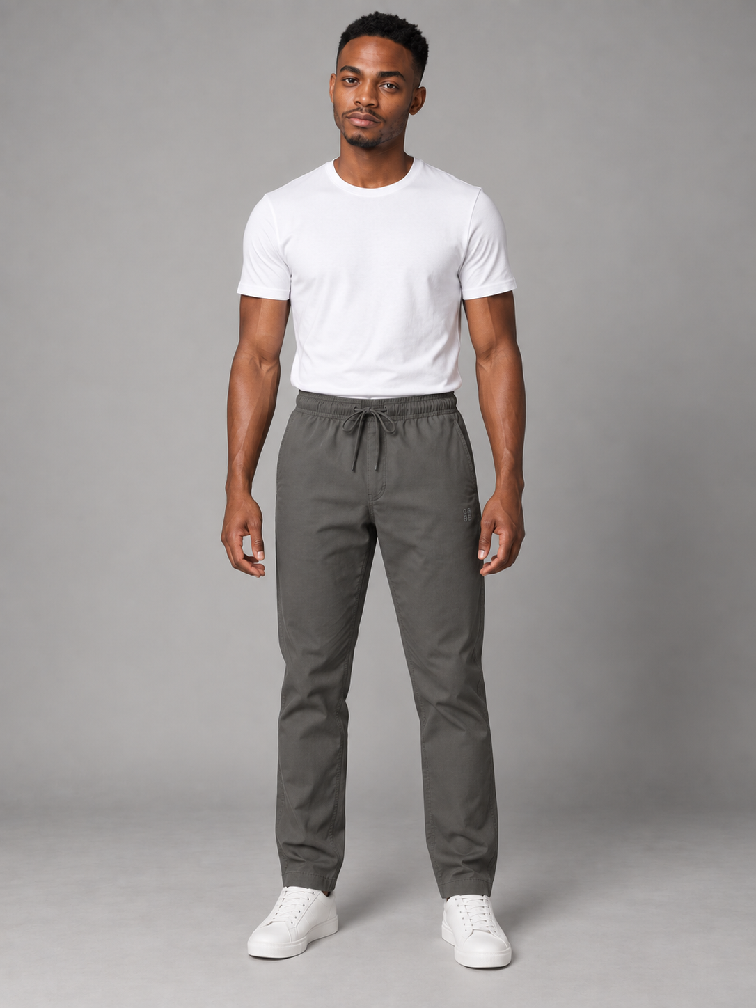 Men Light Grey Solid Casual Lower