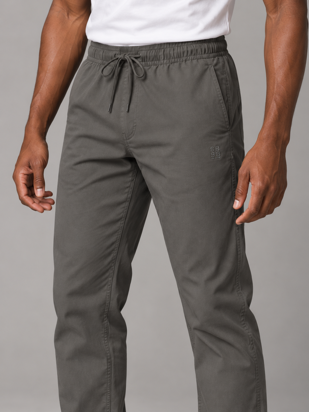 Men Light Grey Solid Casual Lower