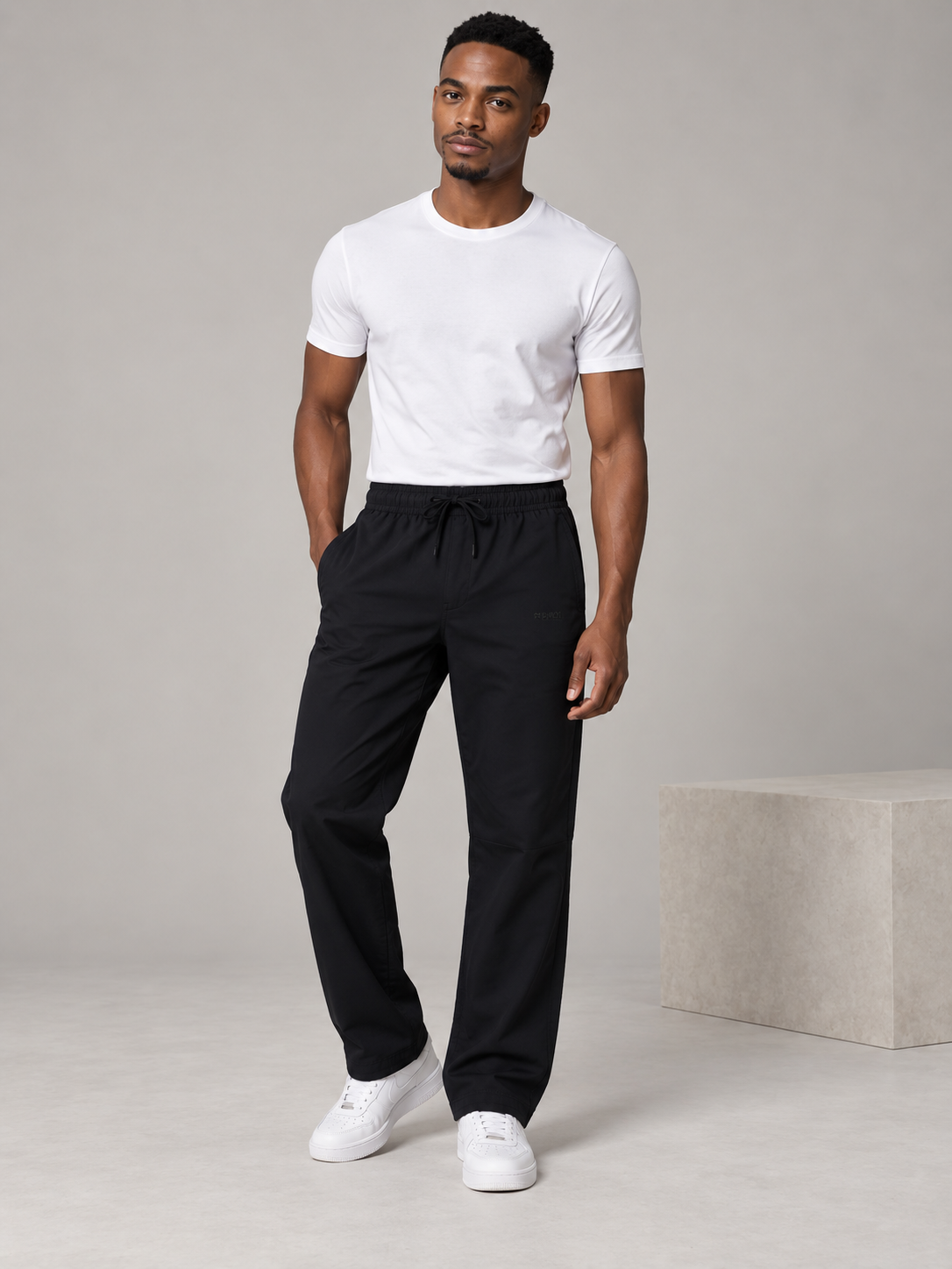 Men Black Solid Casual Lower