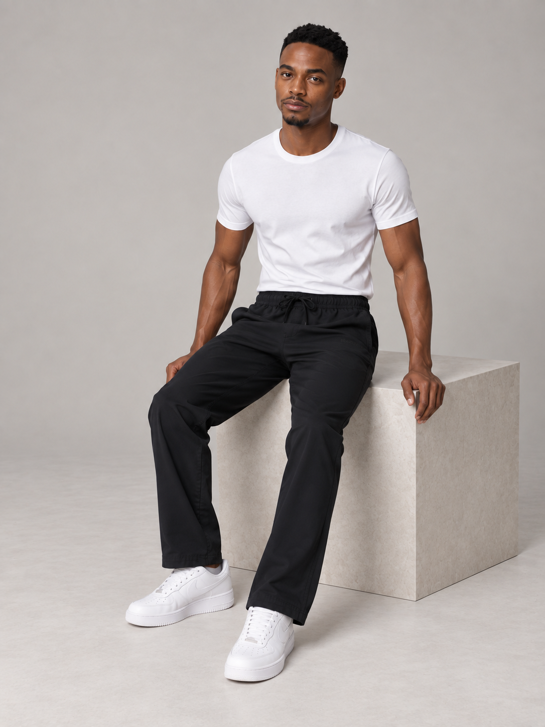 Men Black Solid Casual Lower