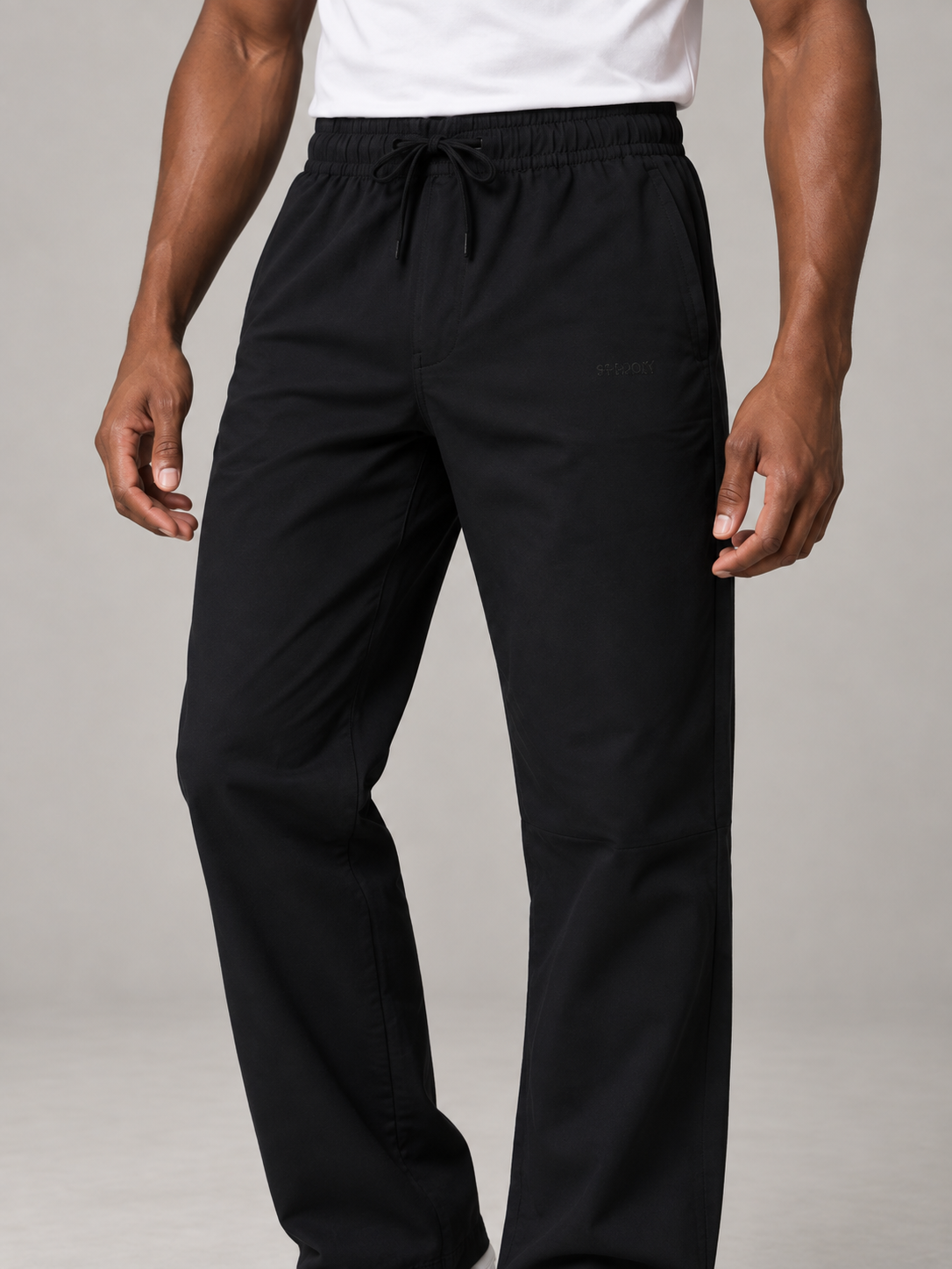 Men Black Solid Casual Lower