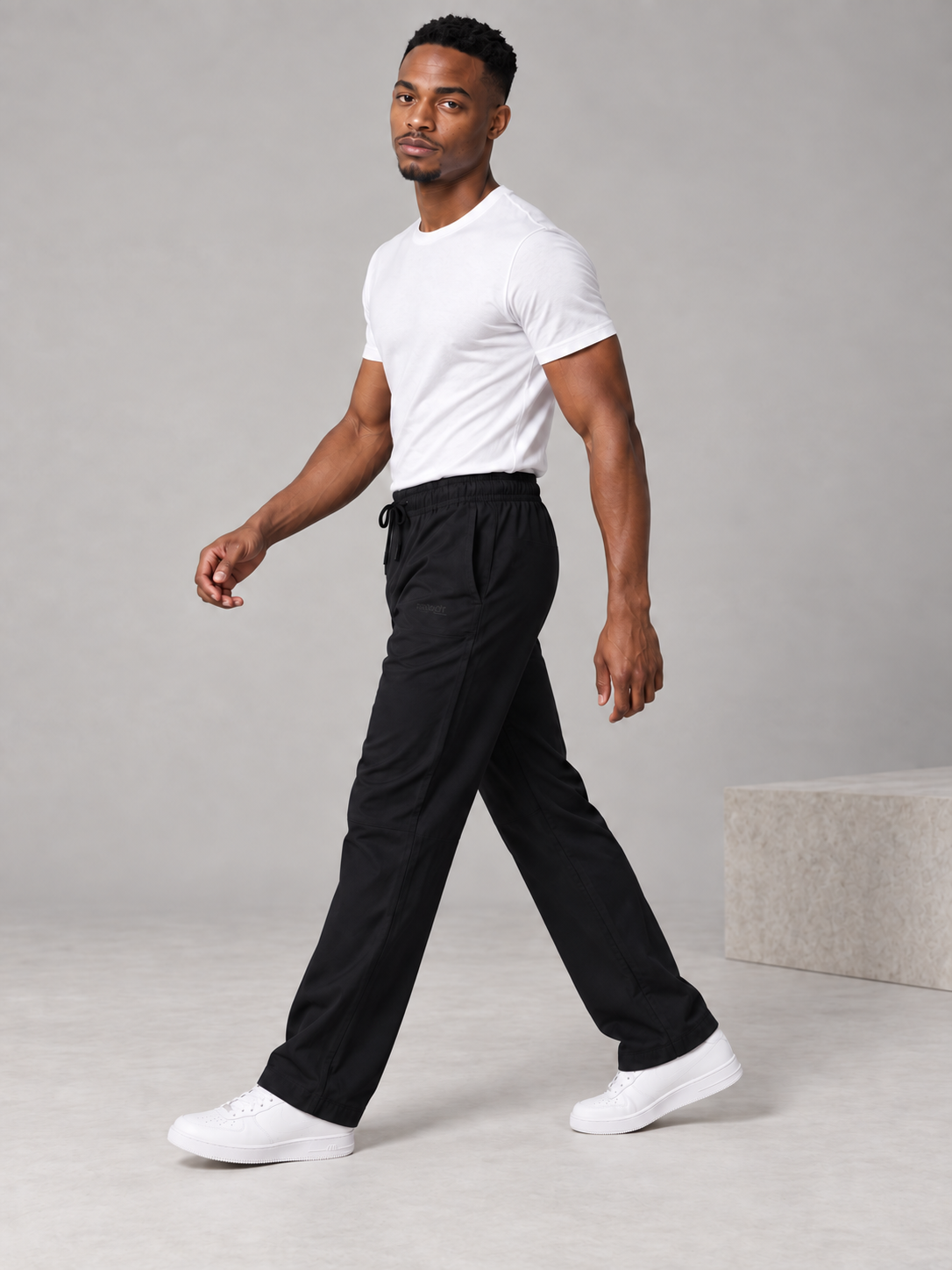 Men Black Solid Casual Lower
