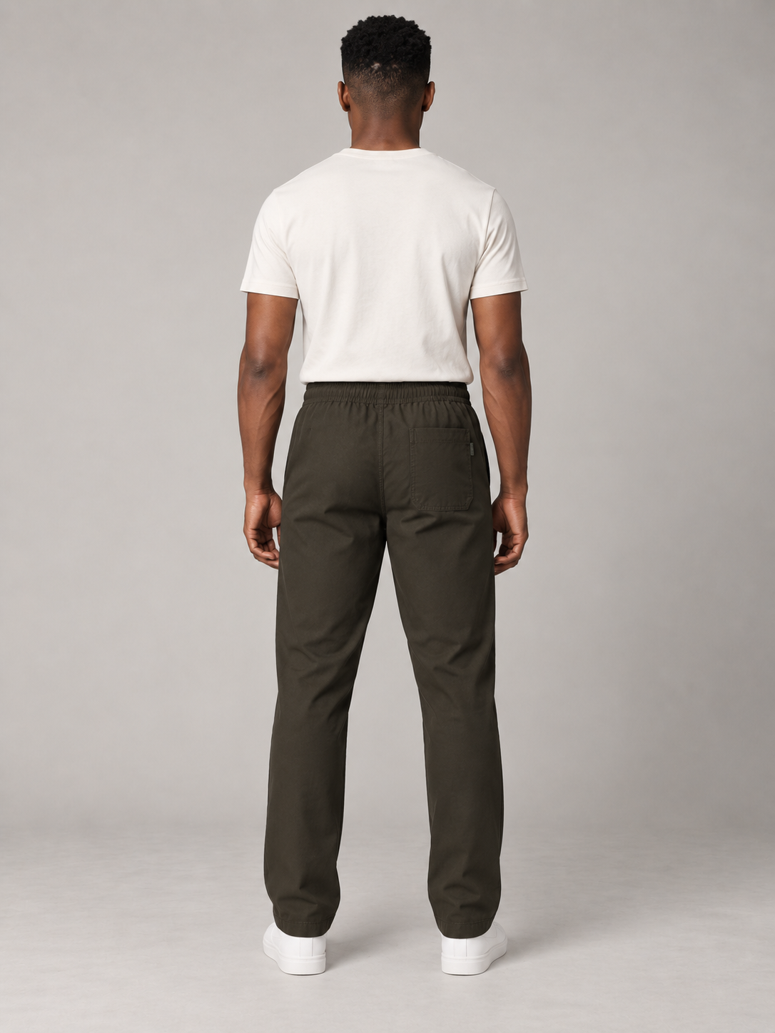 Men Dark Olive Solid Casual Lower