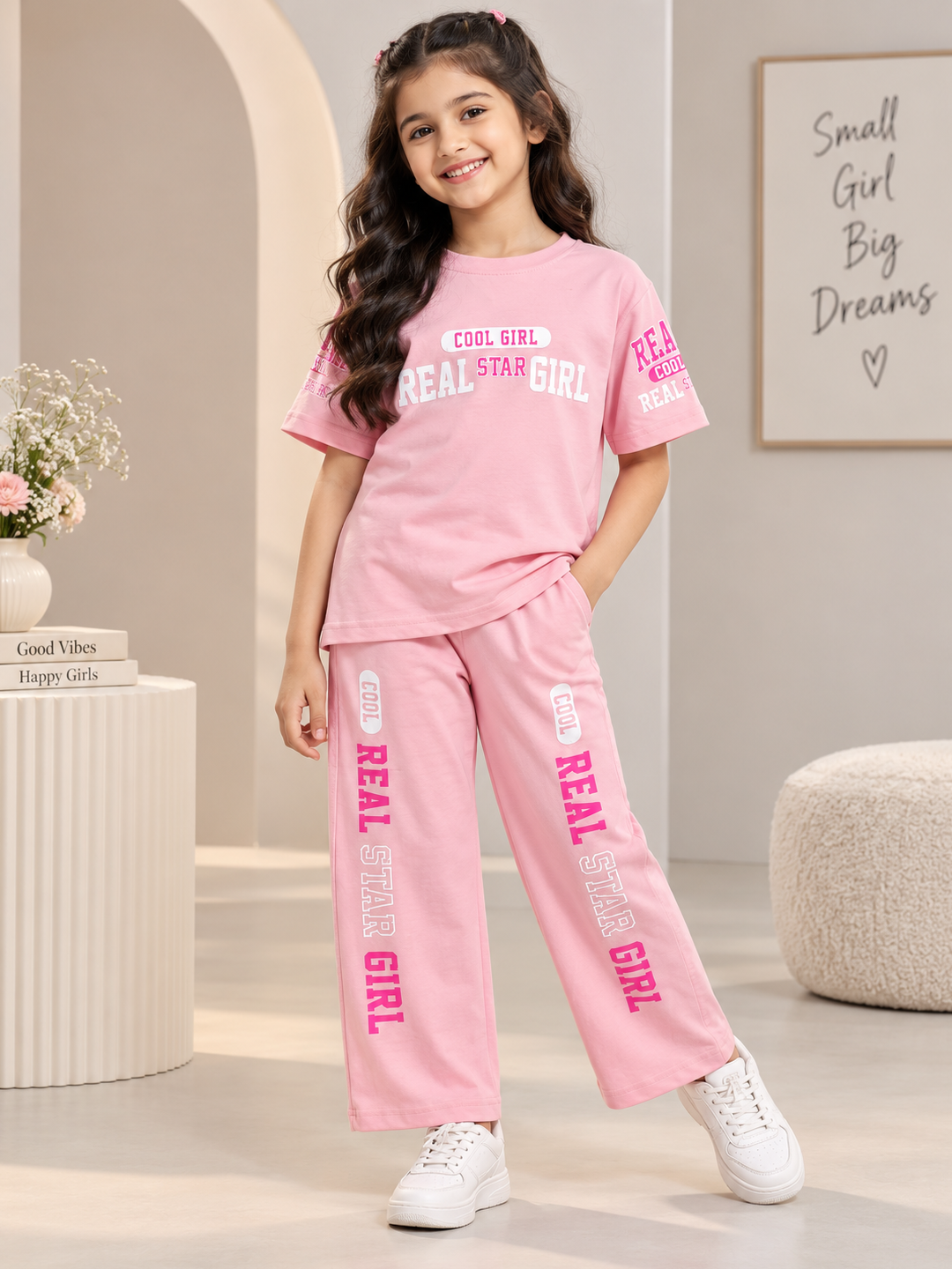 Girls Premium Printed Round Neck Co-Ord Set