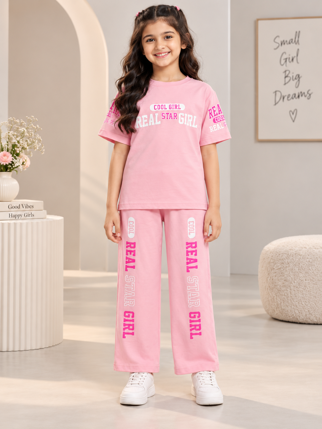 Girls Premium Printed Round Neck Co-Ord Set