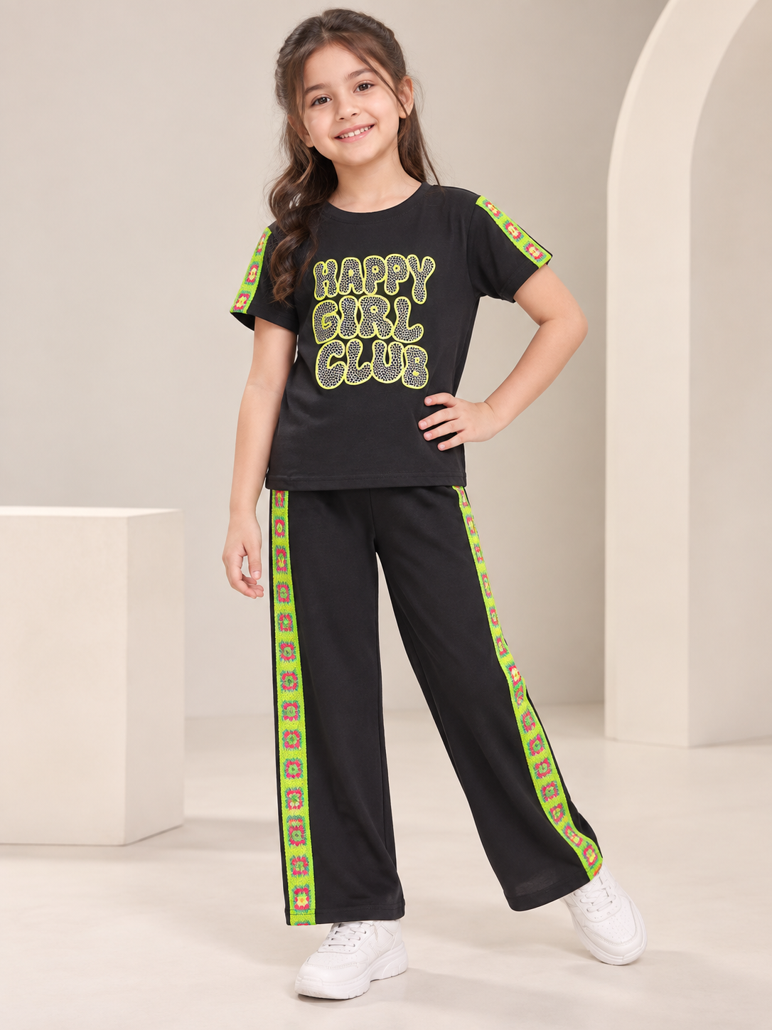 Girls Premium Printed Round Neck Co-Ord Set