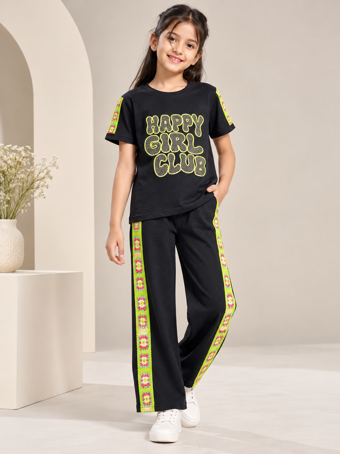 Girls Premium Printed Round Neck Co-Ord Set