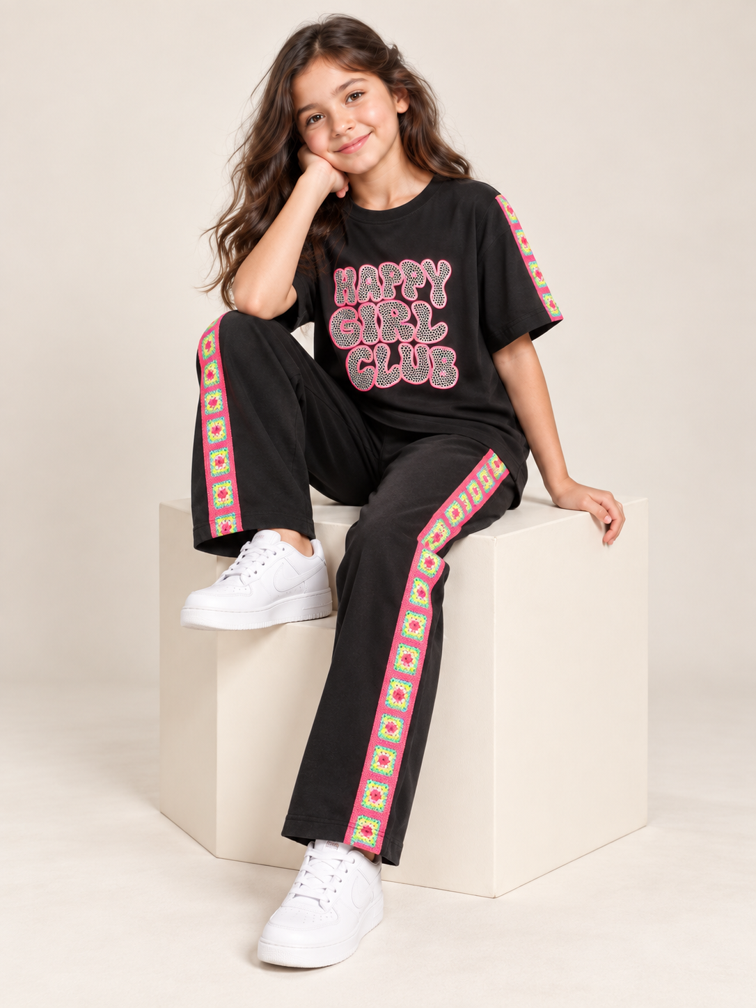 Girls Premium Printed Round Neck Co-Ord Set