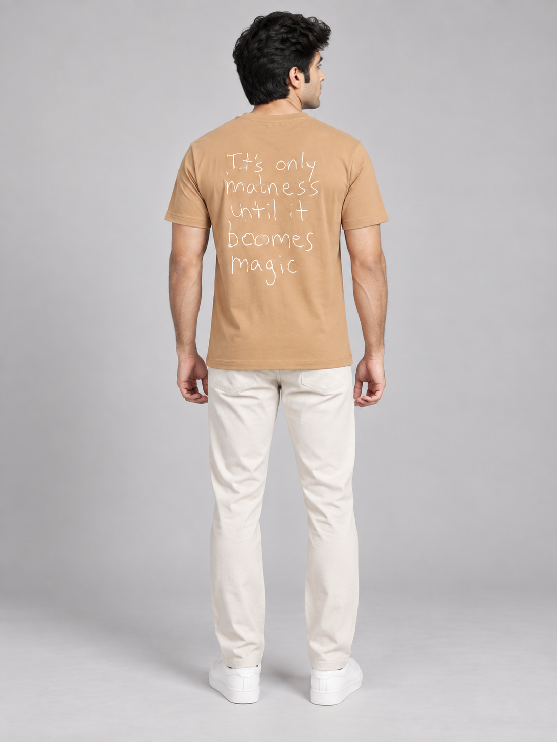 Sparky Men Camel Colour Typography T-Shirt | Premium Casual Fashion Wear