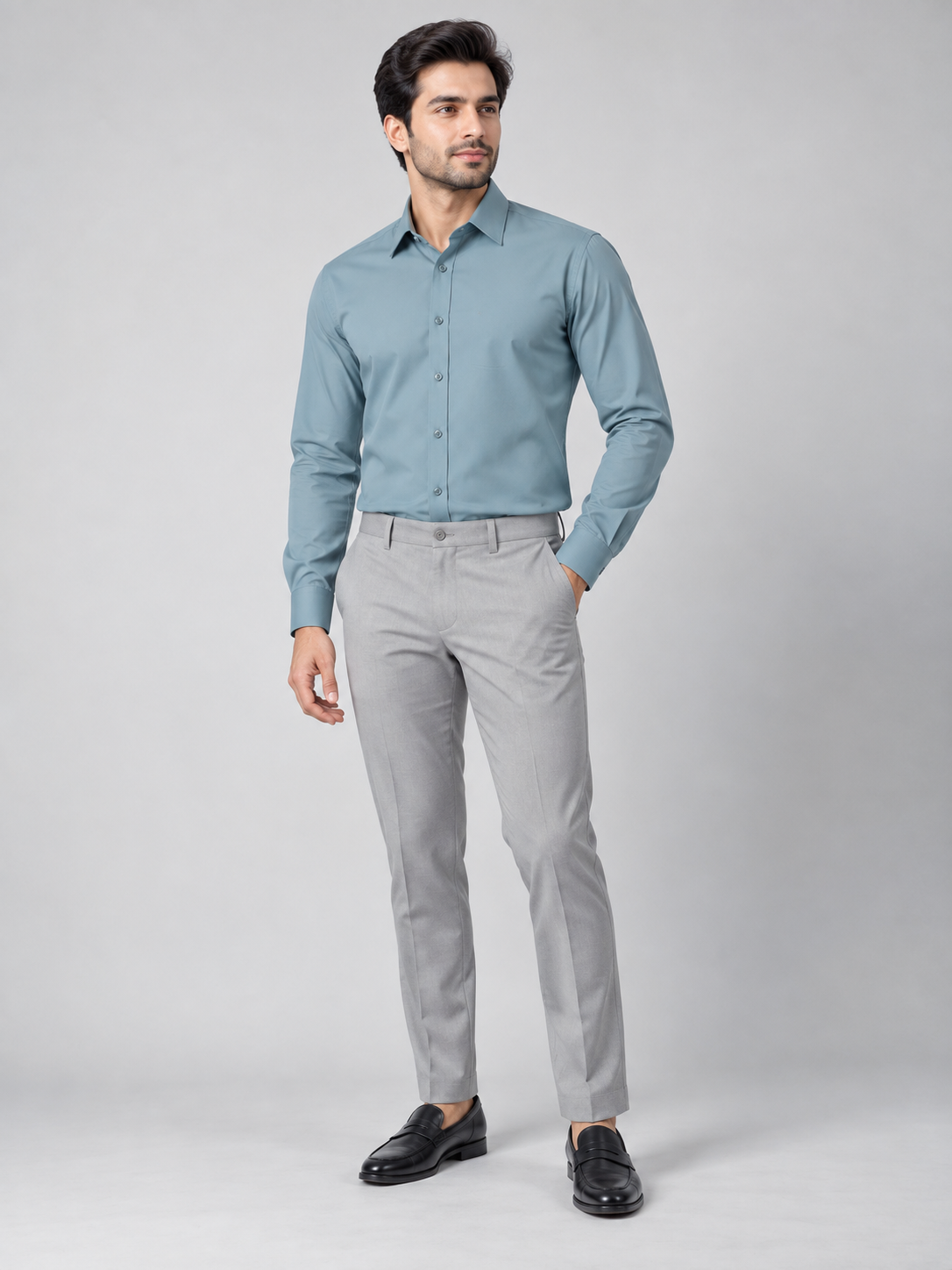 Men’s Premium Solid Full Sleeve Turquoise Shirt