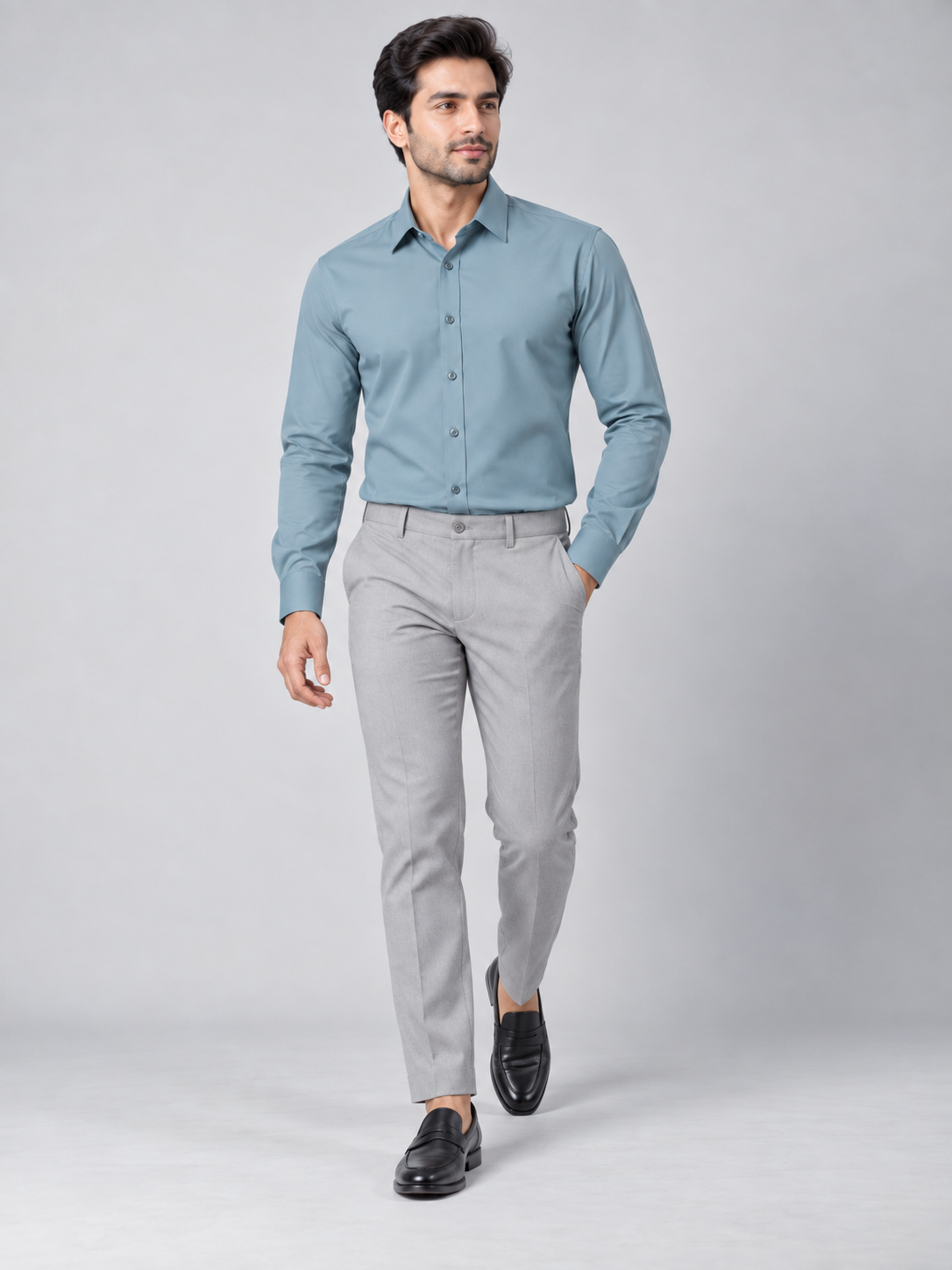 Men’s Premium Solid Full Sleeve Turquoise Shirt