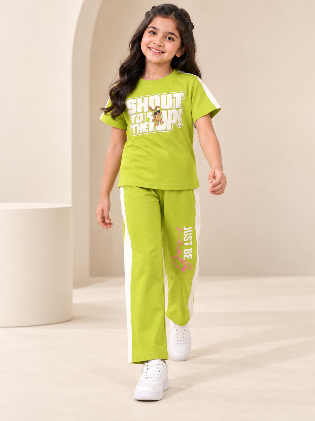 Girls Premium Printed Round Neck Co-Ord Set