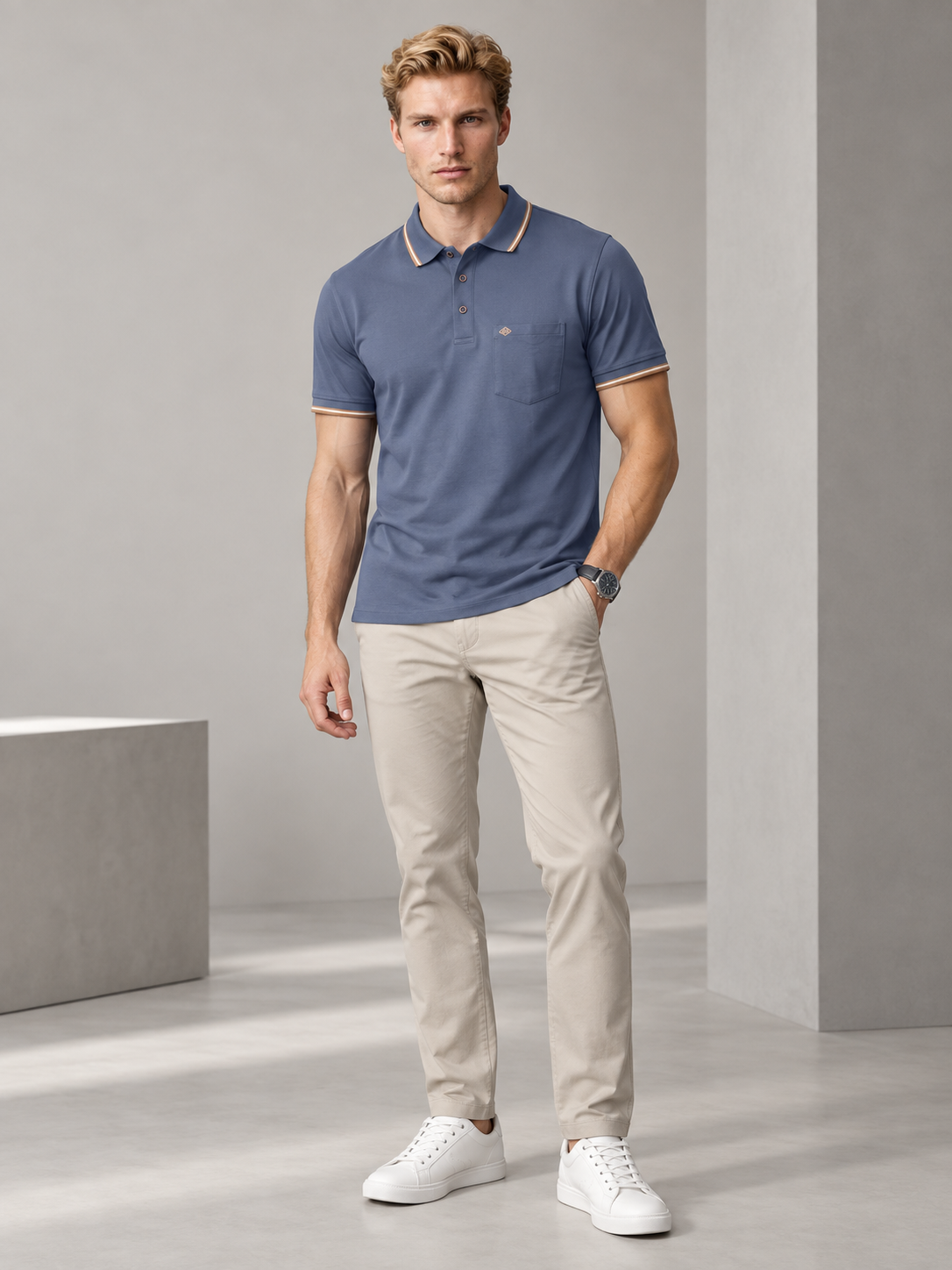 Men’s Premium Cotton Blend Half Sleeve Zipper Polo T-Shirt