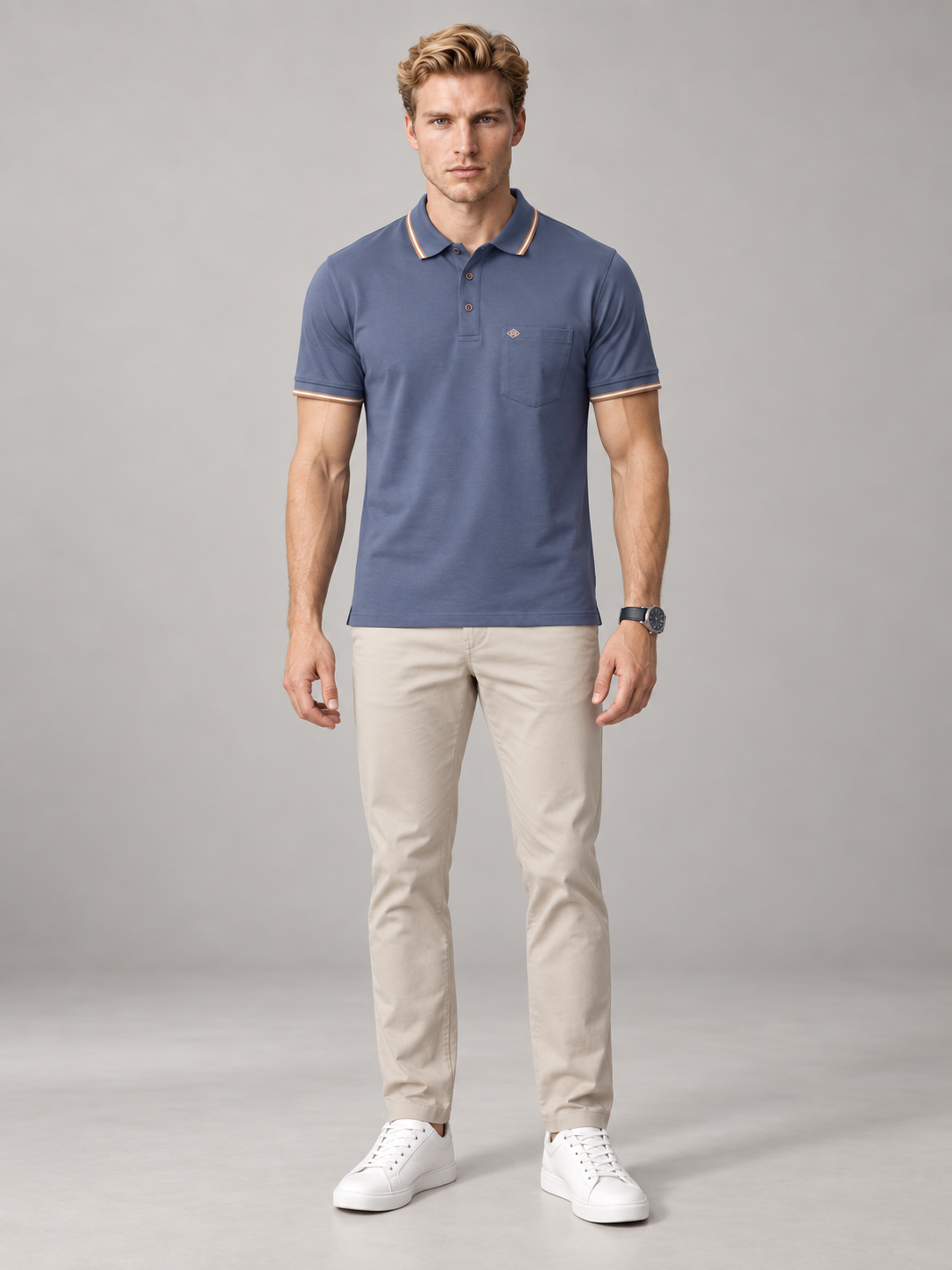 Men’s Premium Cotton Blend Half Sleeve Zipper Polo T-Shirt