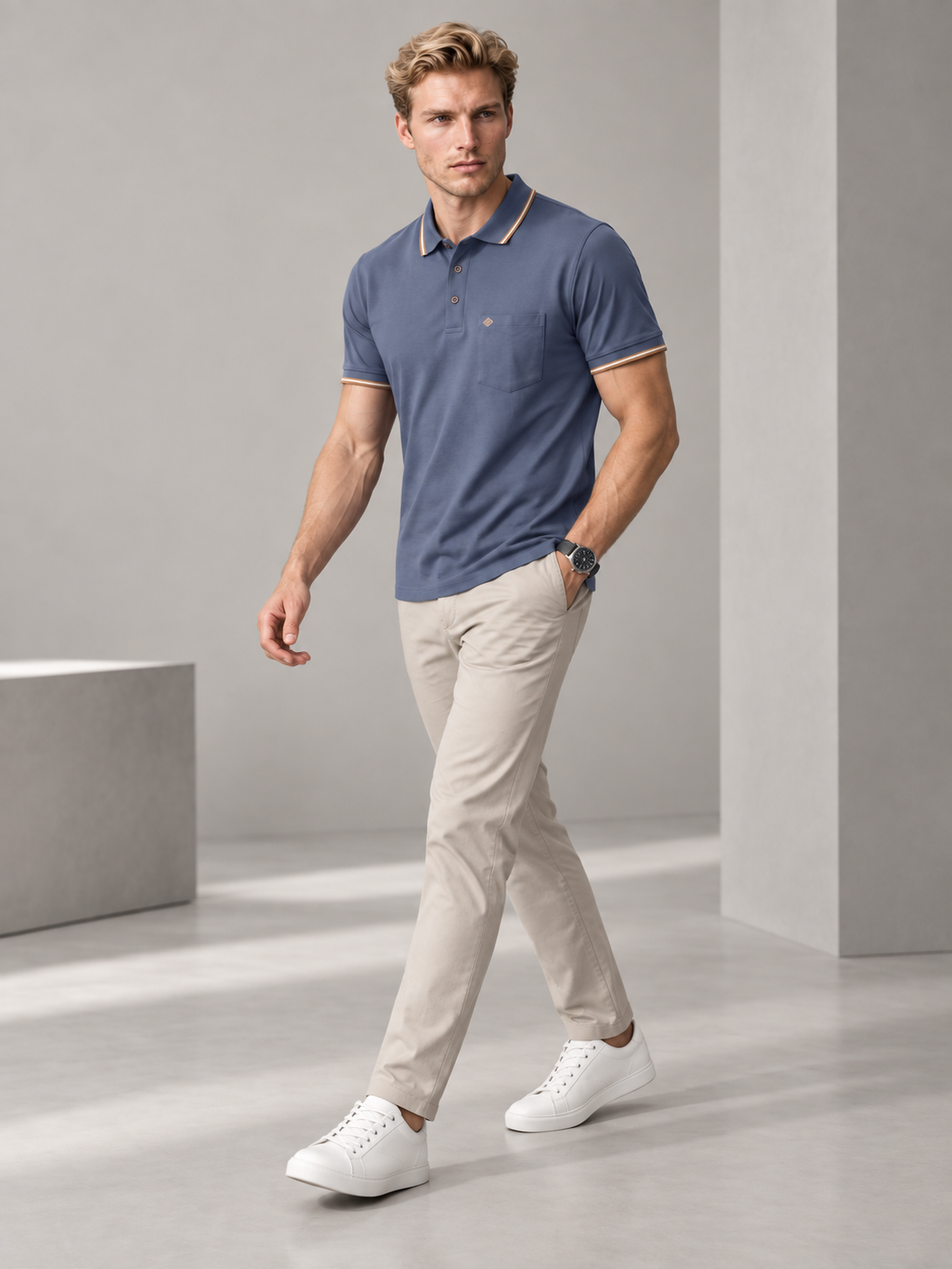 Men’s Premium Cotton Blend Half Sleeve Zipper Polo T-Shirt