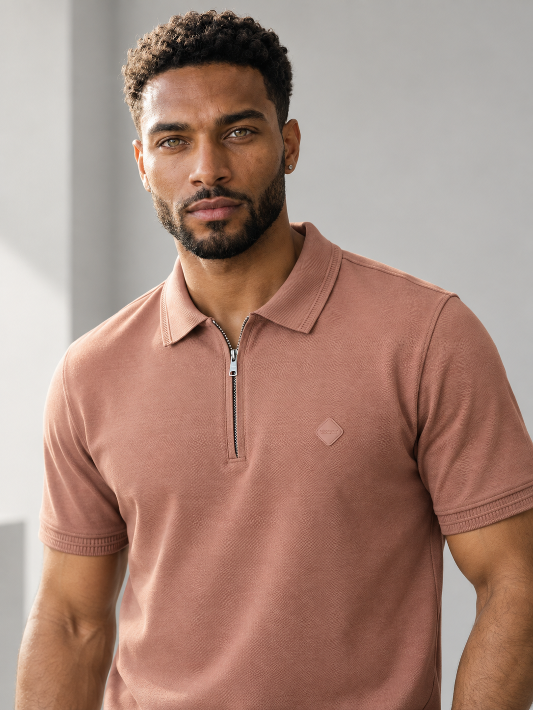 Men’s Premium Cotton Blend Half Sleeve Zipper Polo T-Shirt