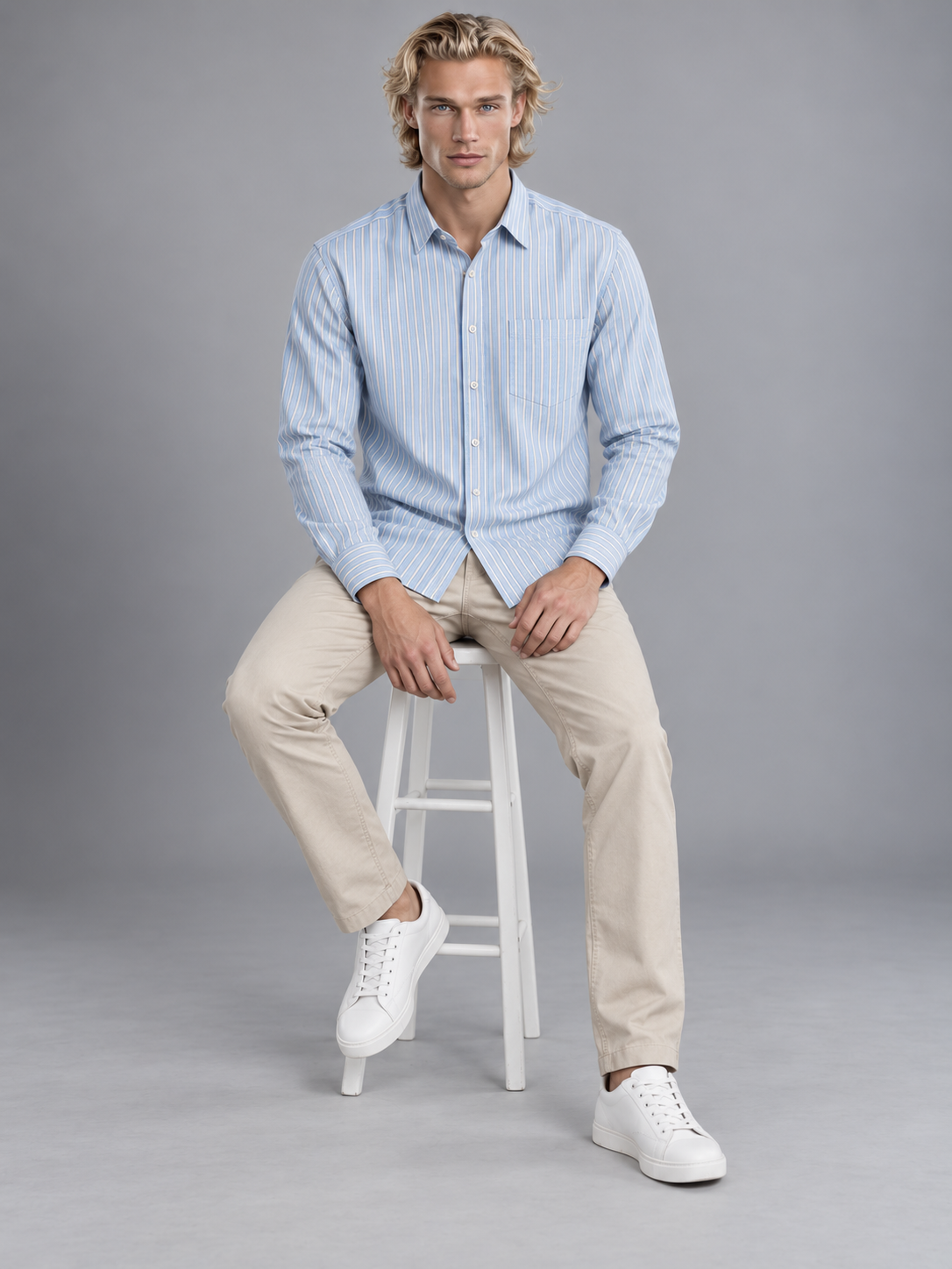Men Blue Colour Premium Shirt