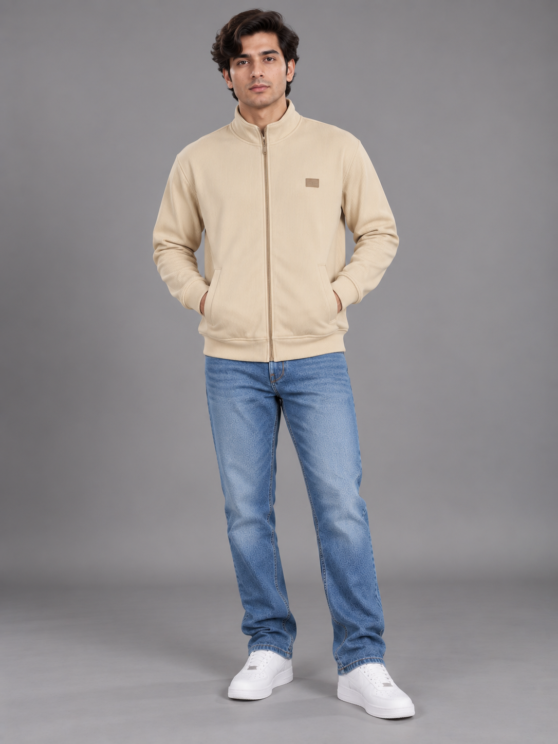 Men's Solid Full Sleeves & Full Zipper Plain Sweatshirt