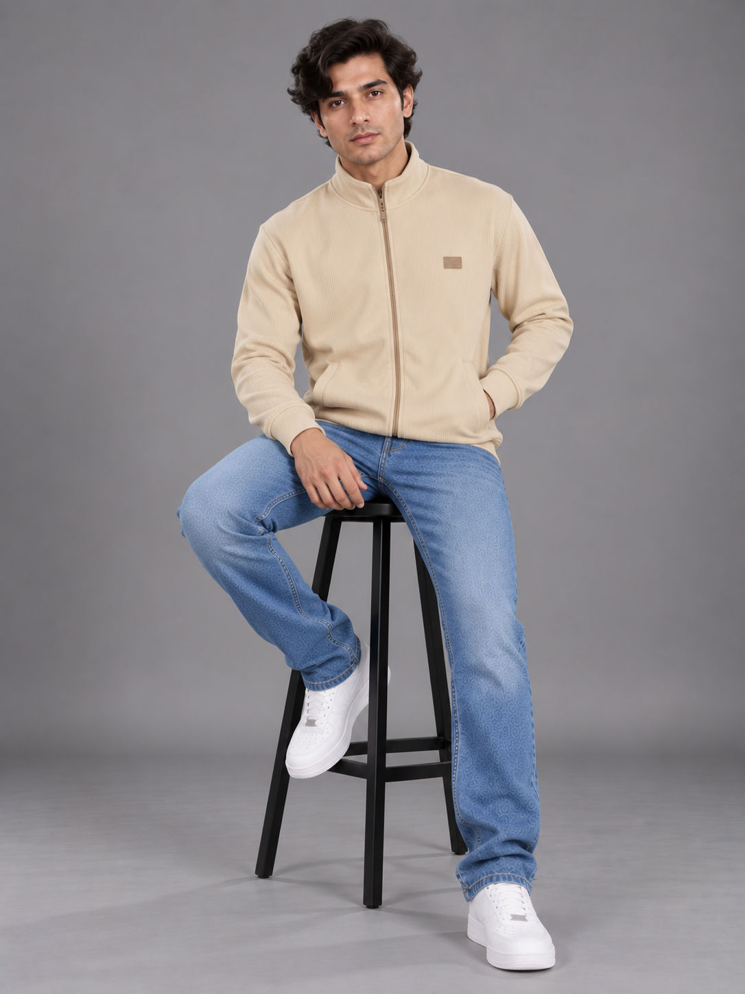 Men's Solid Full Sleeves & Full Zipper Plain Sweatshirt