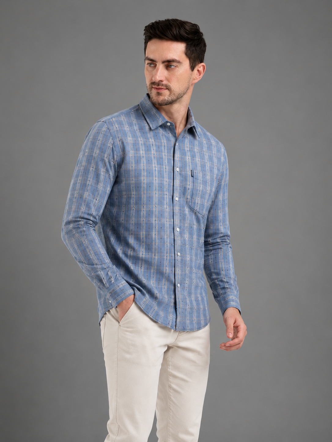 SPARKY Men Formal Business Shirt | Modern Stylish Full Sleeve Shirt Gray Color