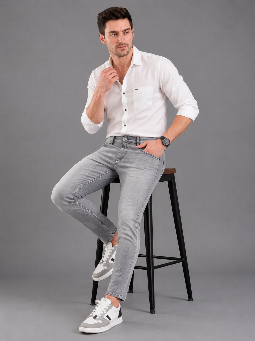 SPARKY Men | Stretch Comfort Fit | Light Grey Jeans | Premium Casual Denim