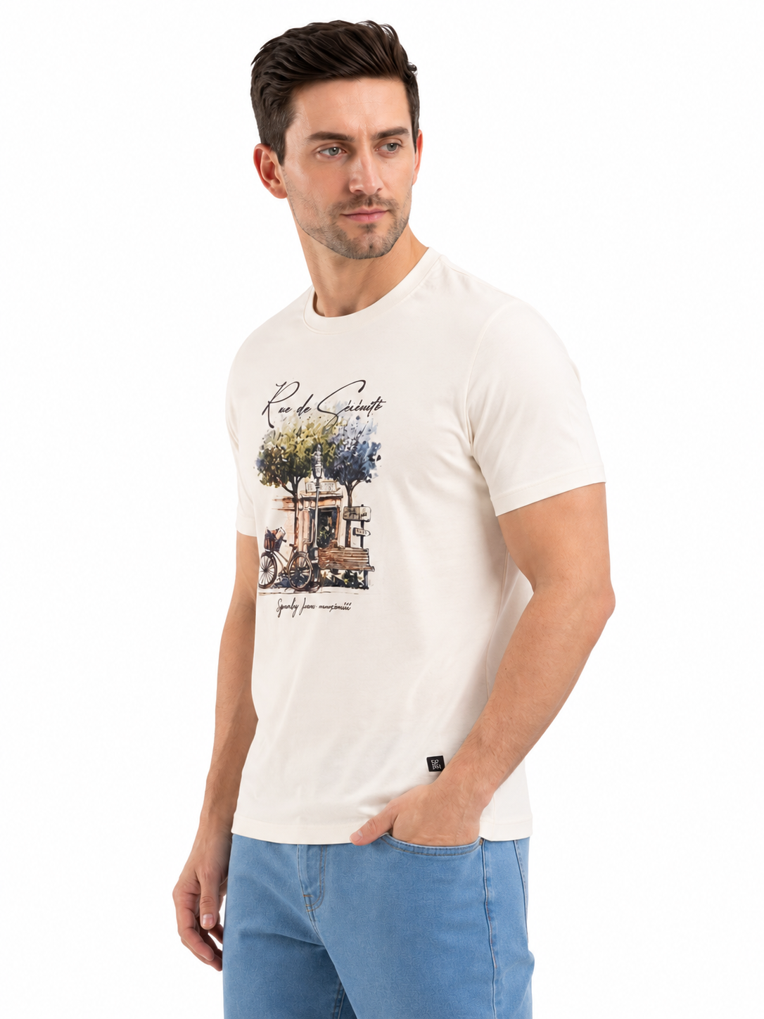 SPARKY Men Cream Casual T-Shirt round neck | Comfortable Daily Wear