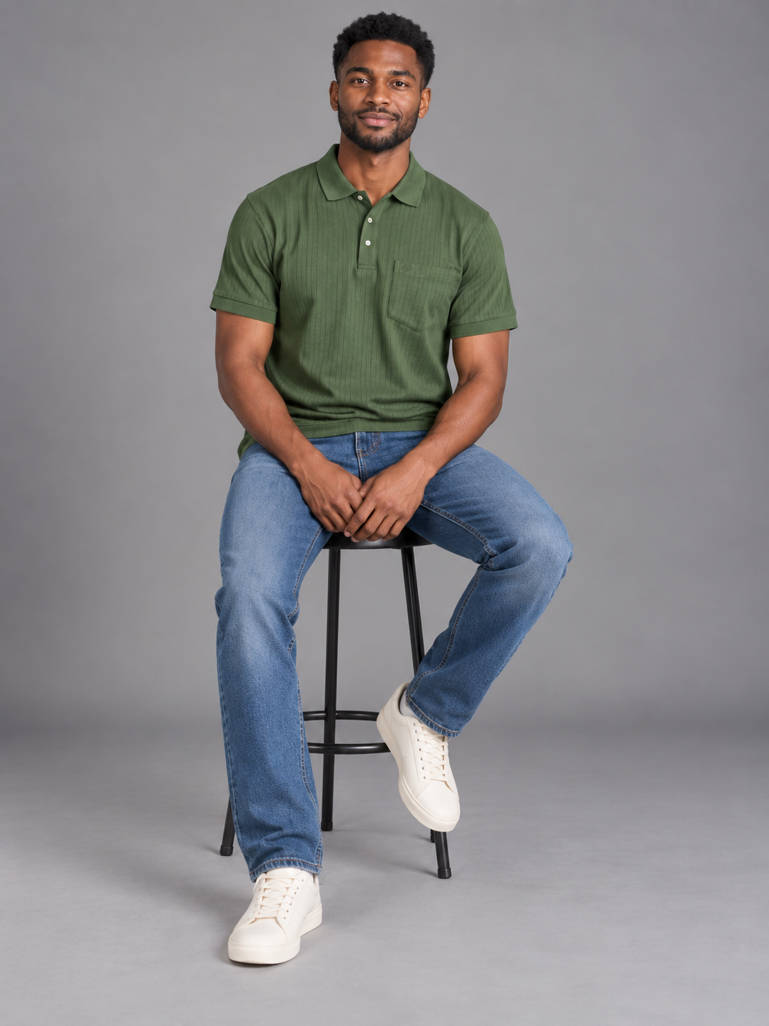 Men Green Colour Premium Solid Polo T-Shirt