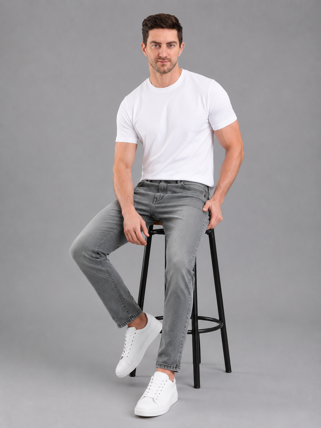 SPARKY Men Slim Fit Denim Premium Jeans Grey Color