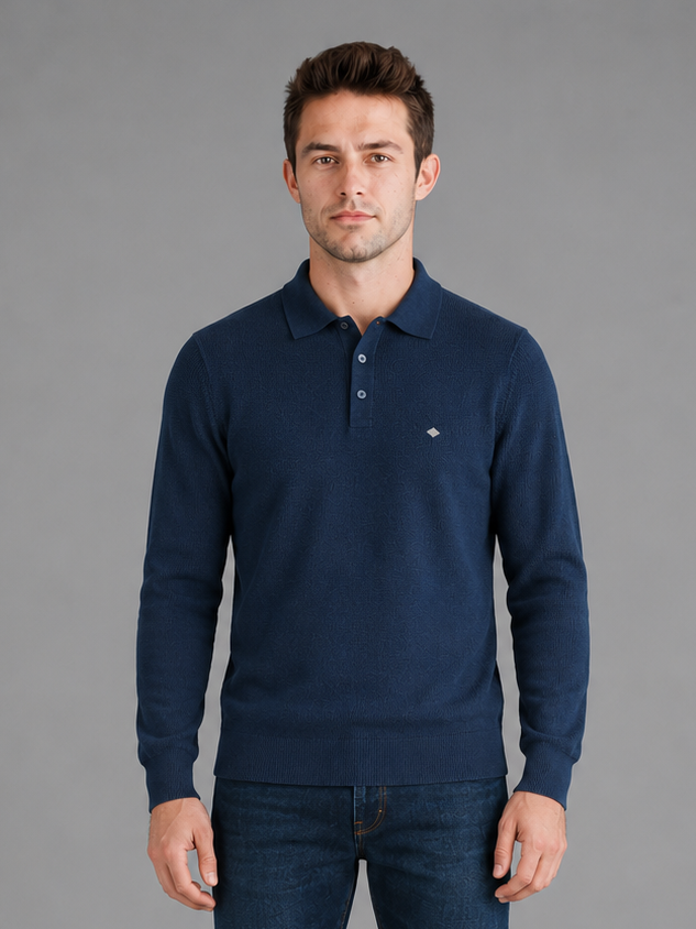 Men Navy Colour Premium Solid Polo T-Shirt