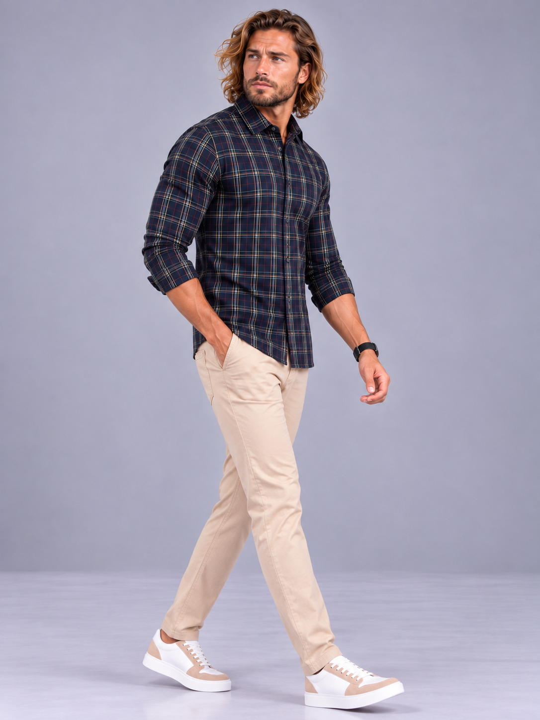Men’s Premium Indigo Checked Casual Shirt