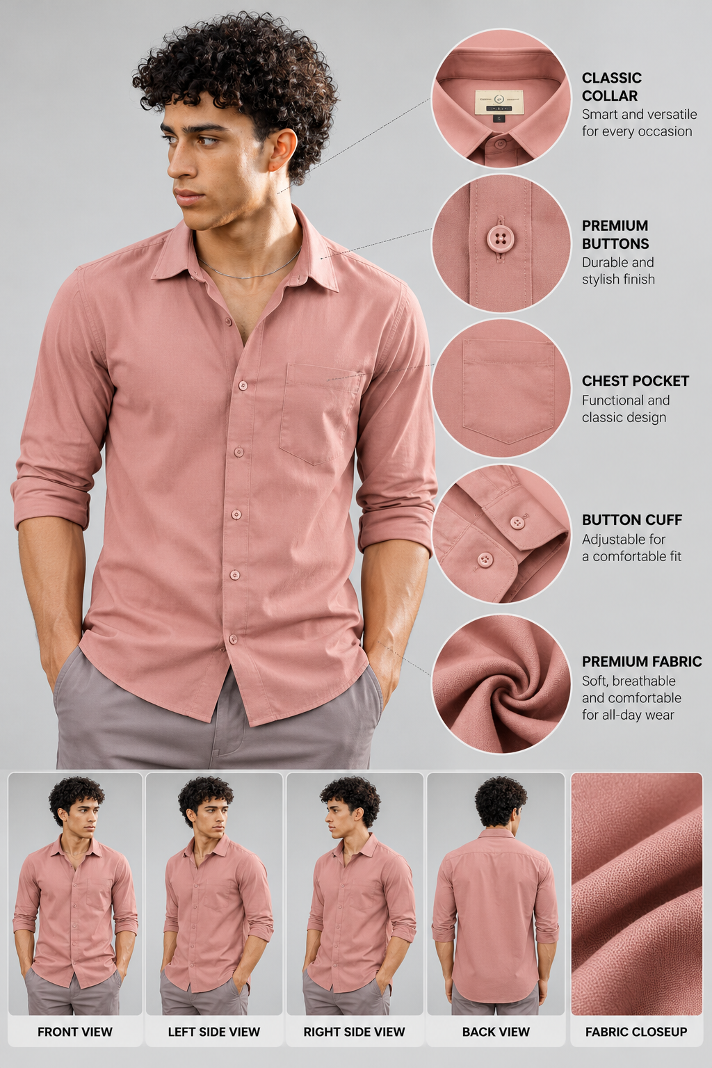 Men’s Premium Plain Casual Shirt