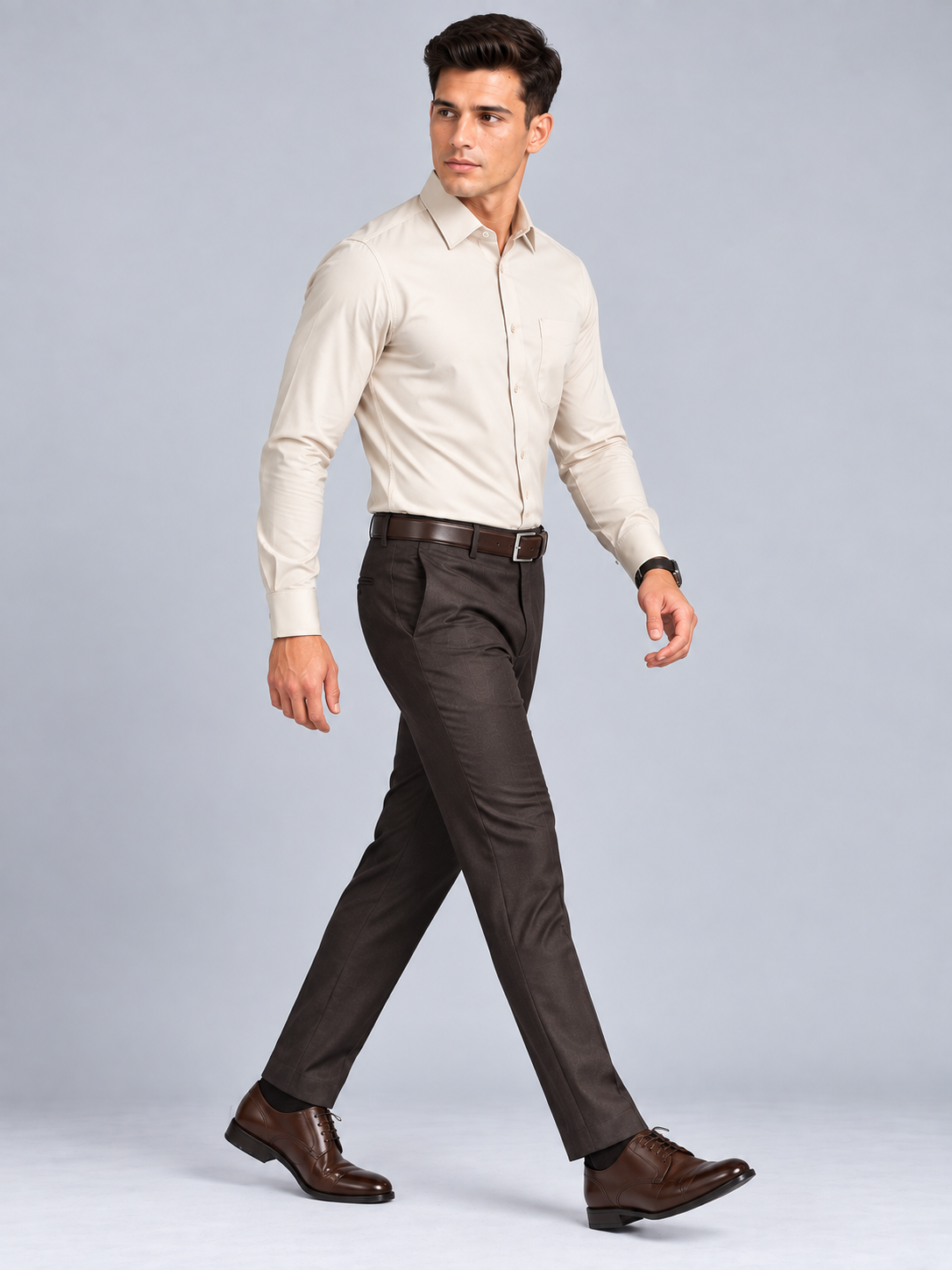 Men’s Premium Solid Full Sleeve Cream Shirt
