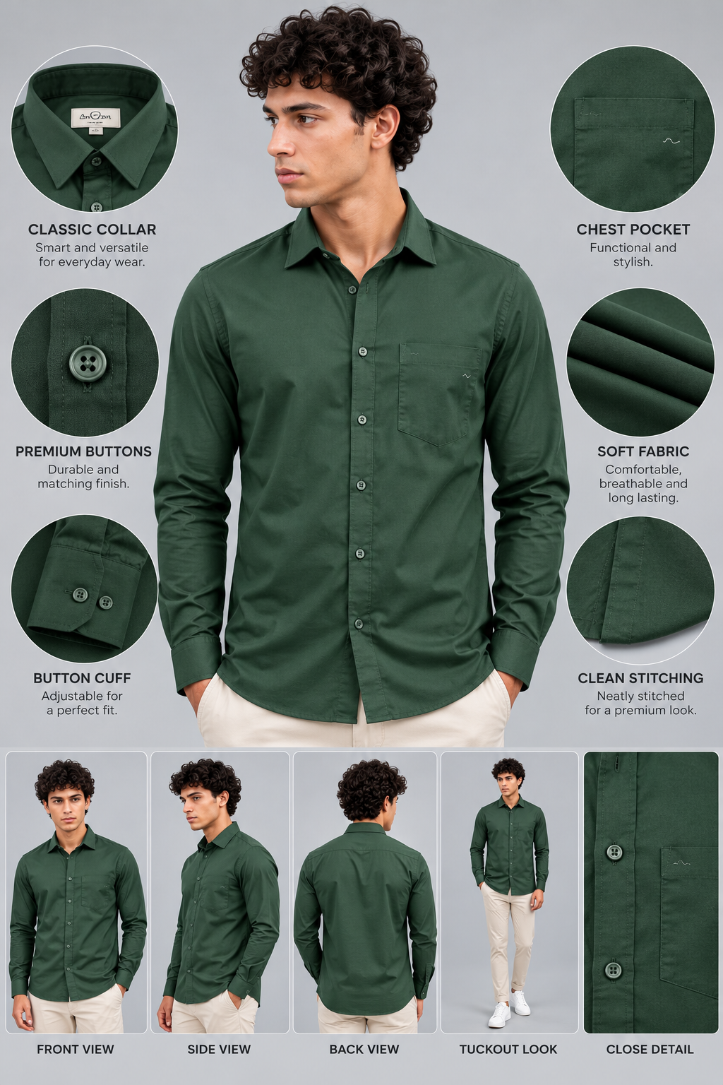Men’s Premium Plain Casual Shirt